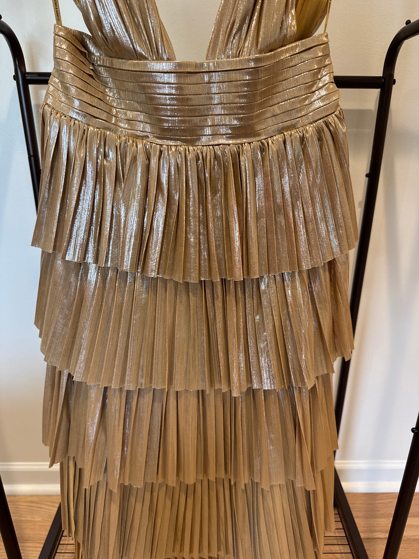 Bronx & Banco Florence Light Gold Midi Dress size M