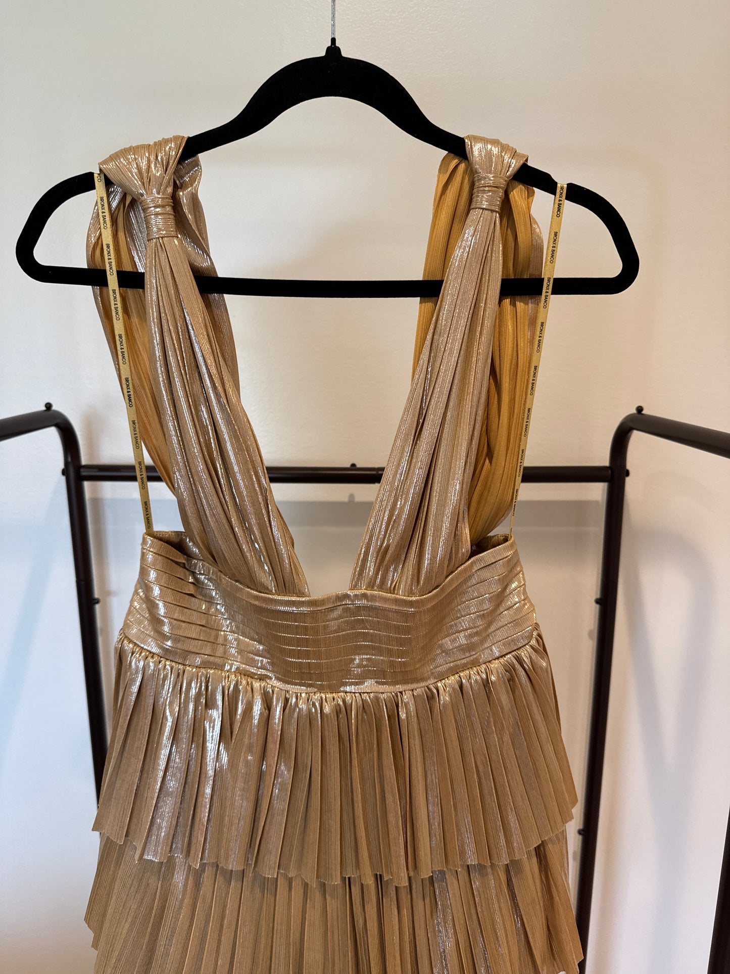 Bronx & Banco Florence Light Gold Midi Dress size M