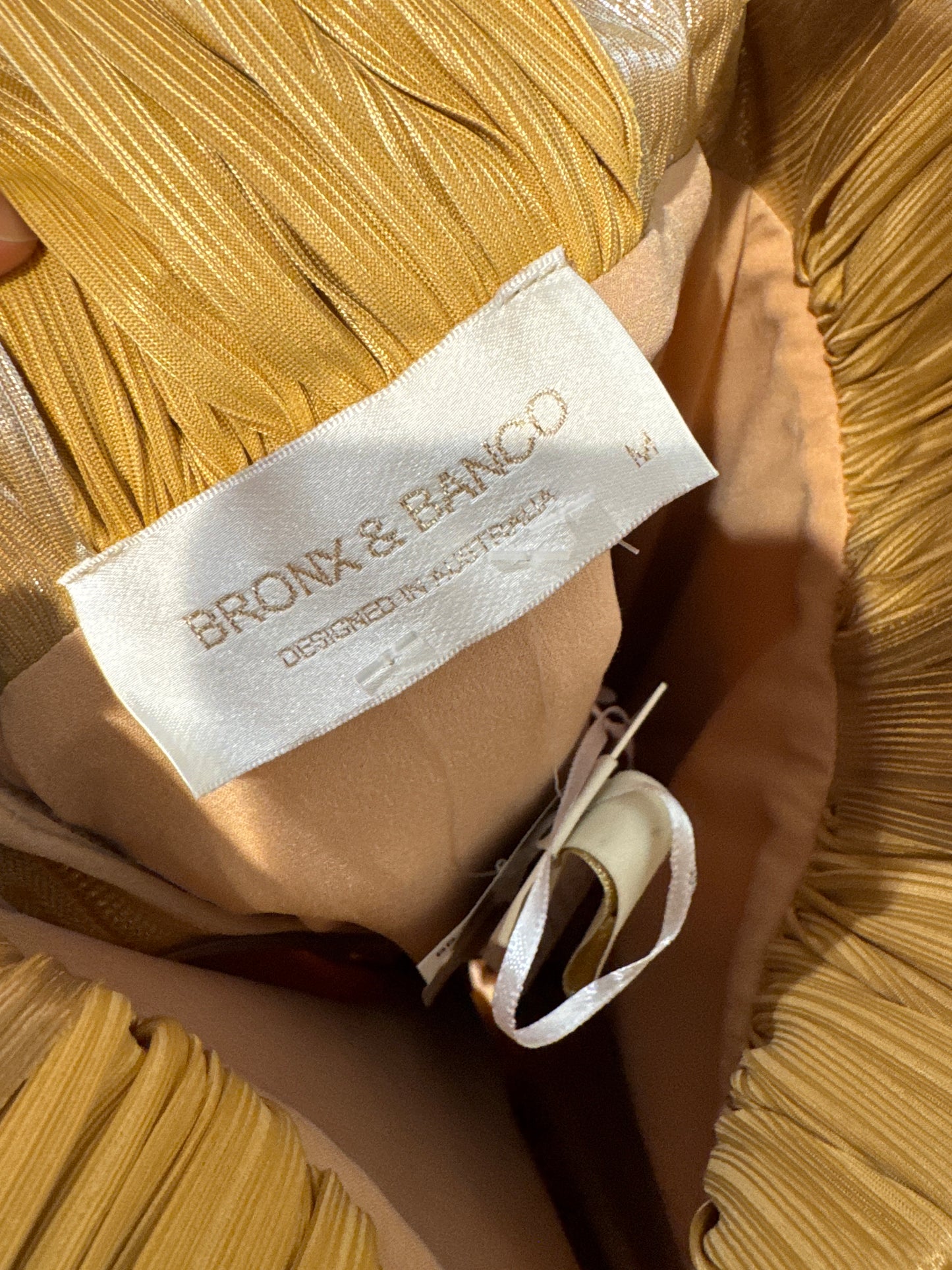 Bronx & Banco Florence Light Gold Midi Dress size M
