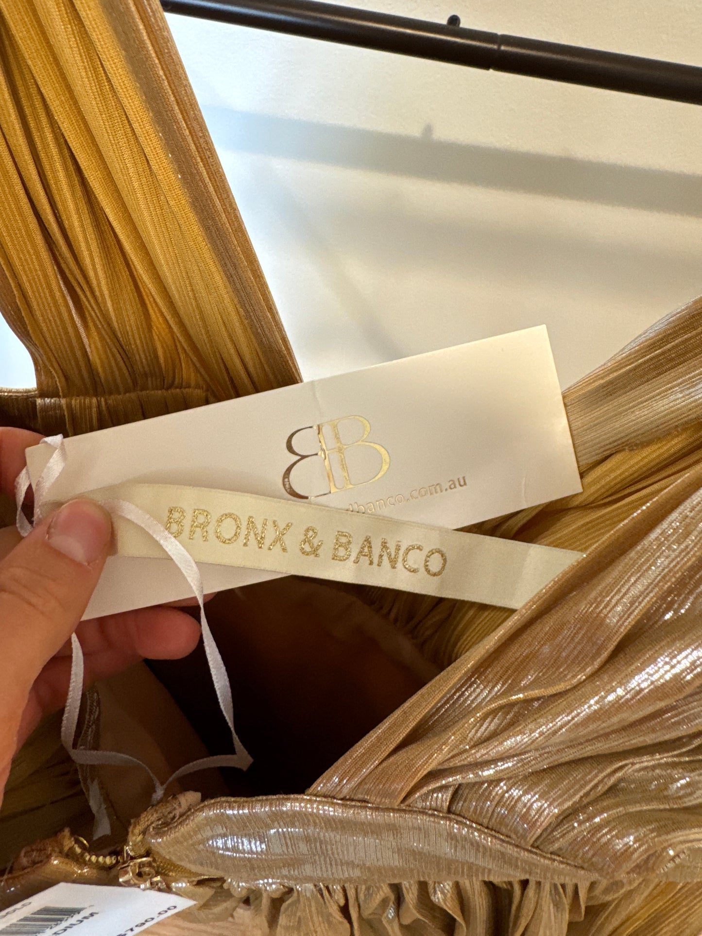 Bronx & Banco Florence Light Gold Midi Dress size M