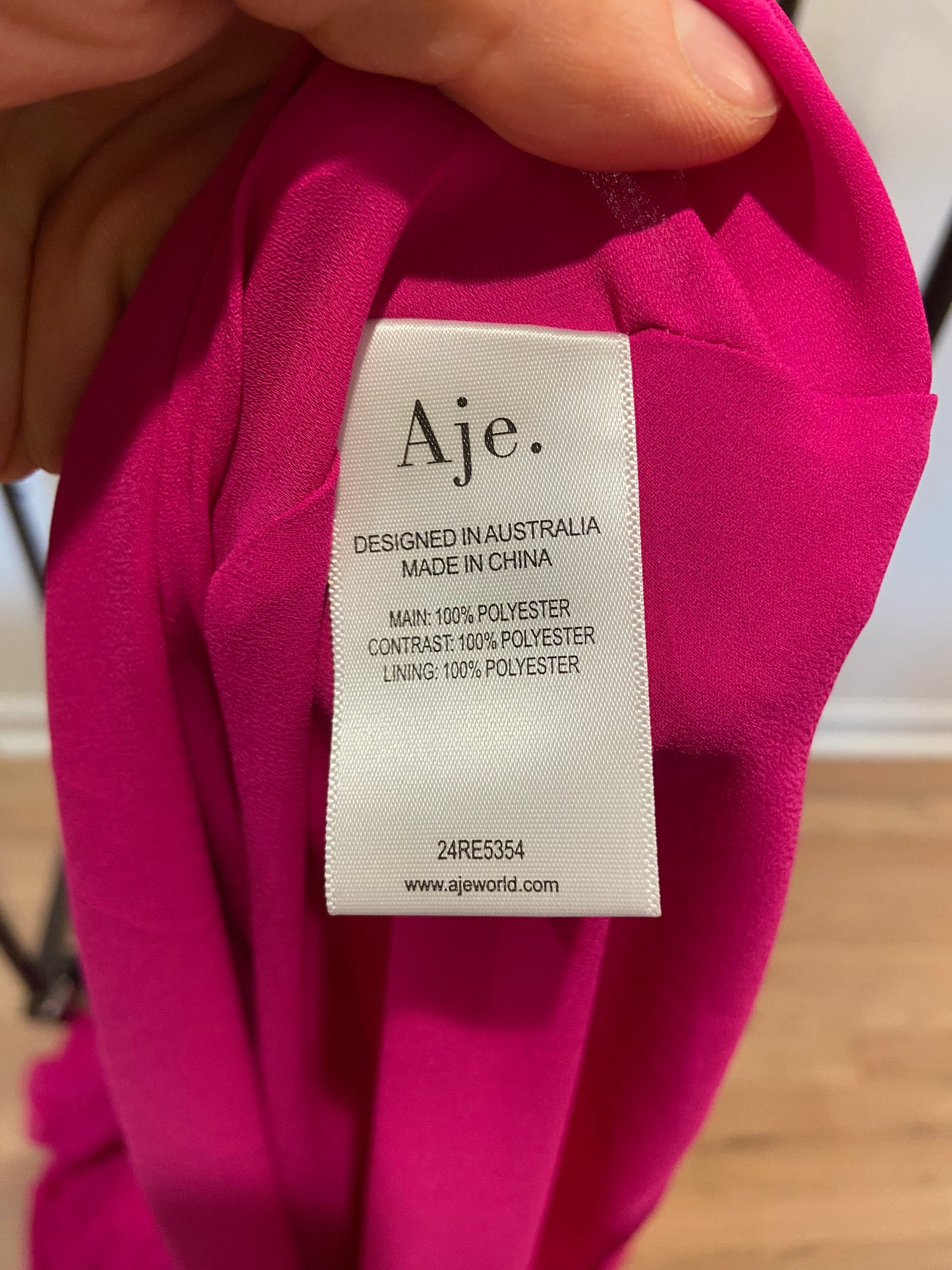 Aje Rosewood Tiered Shirred Ruffled Chiffon Gown Magenta size US 6