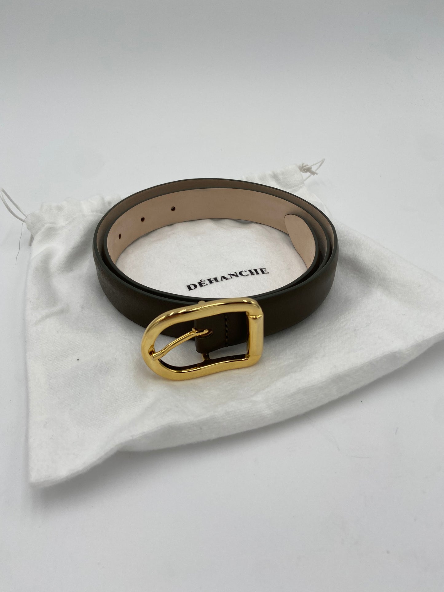 Dehanche Mija Gray Leather - Gold Buckle Belt size M