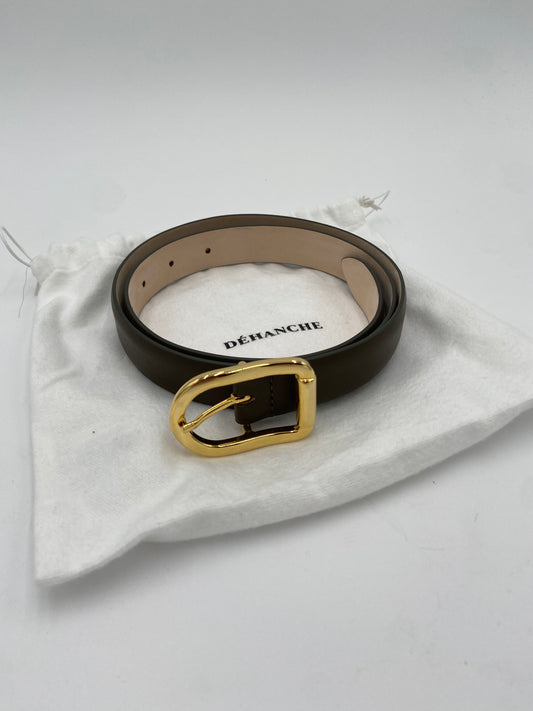 Dehanche Mija Gray Leather - Gold Buckle Belt size M