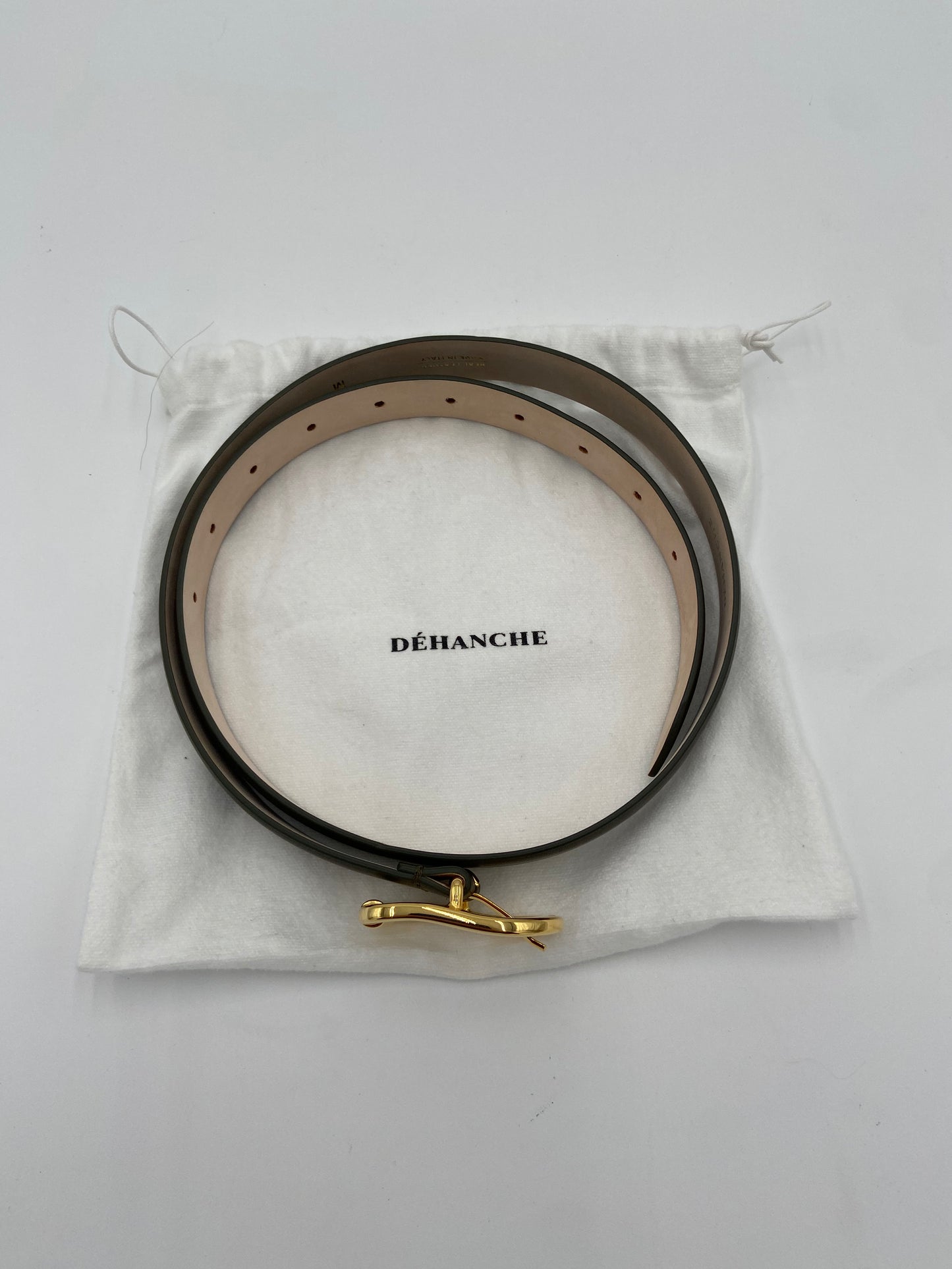 Dehanche Mija Gray Leather - Gold Buckle Belt size M