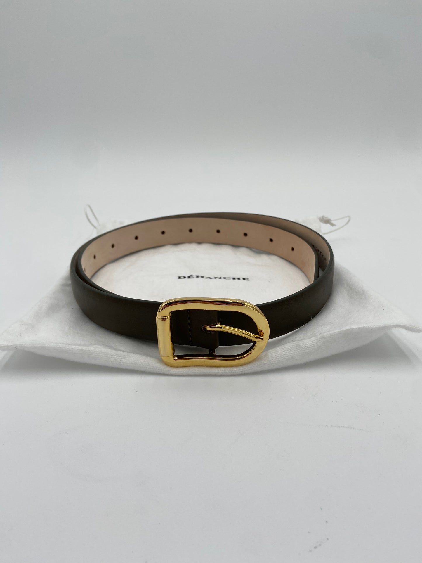 Dehanche Mija Gray Leather - Gold Buckle Belt size M