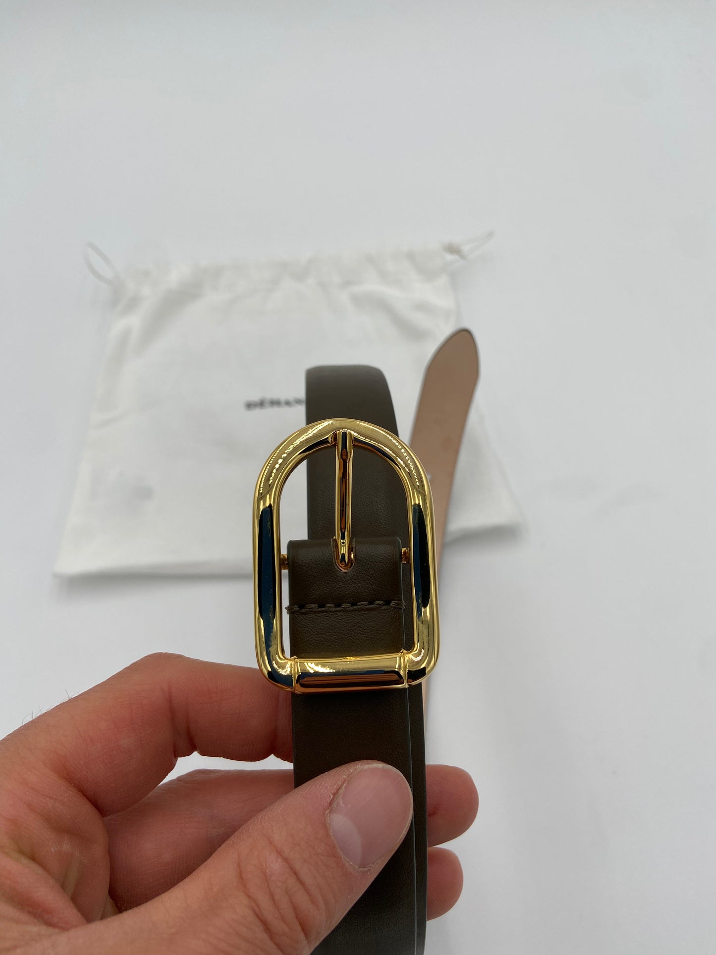 Dehanche Mija Gray Leather - Gold Buckle Belt size M