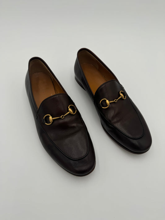 GUCCI Jordaan Loafers Dark Brown size 38