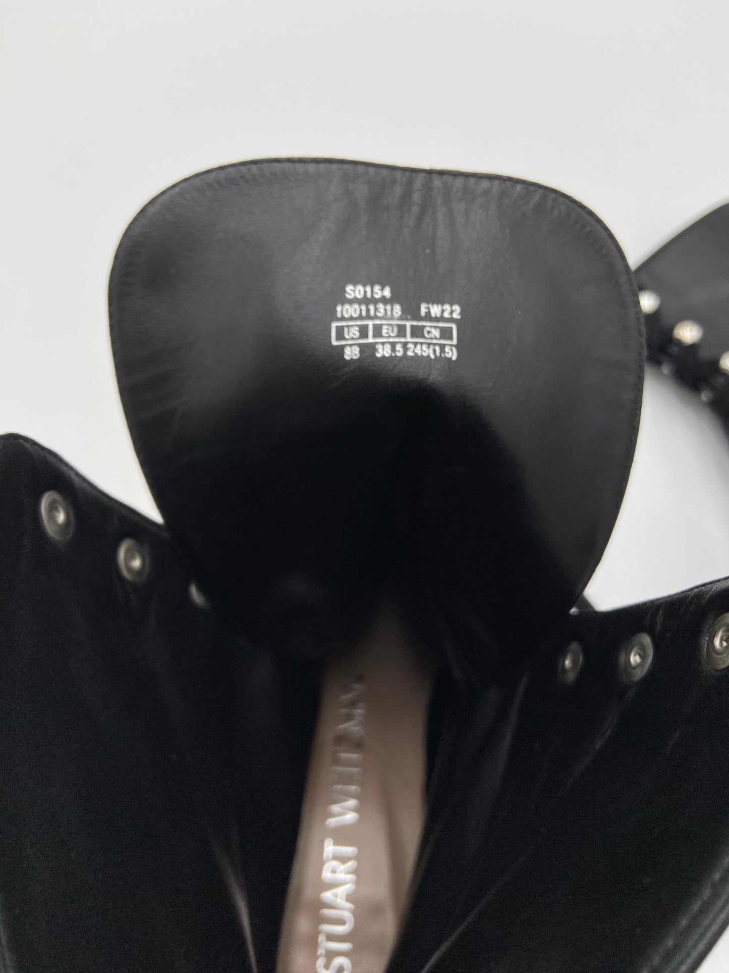 Stuart Weitzman Kolbie Lace Up Bootie Black Leather Combat Boots size 8