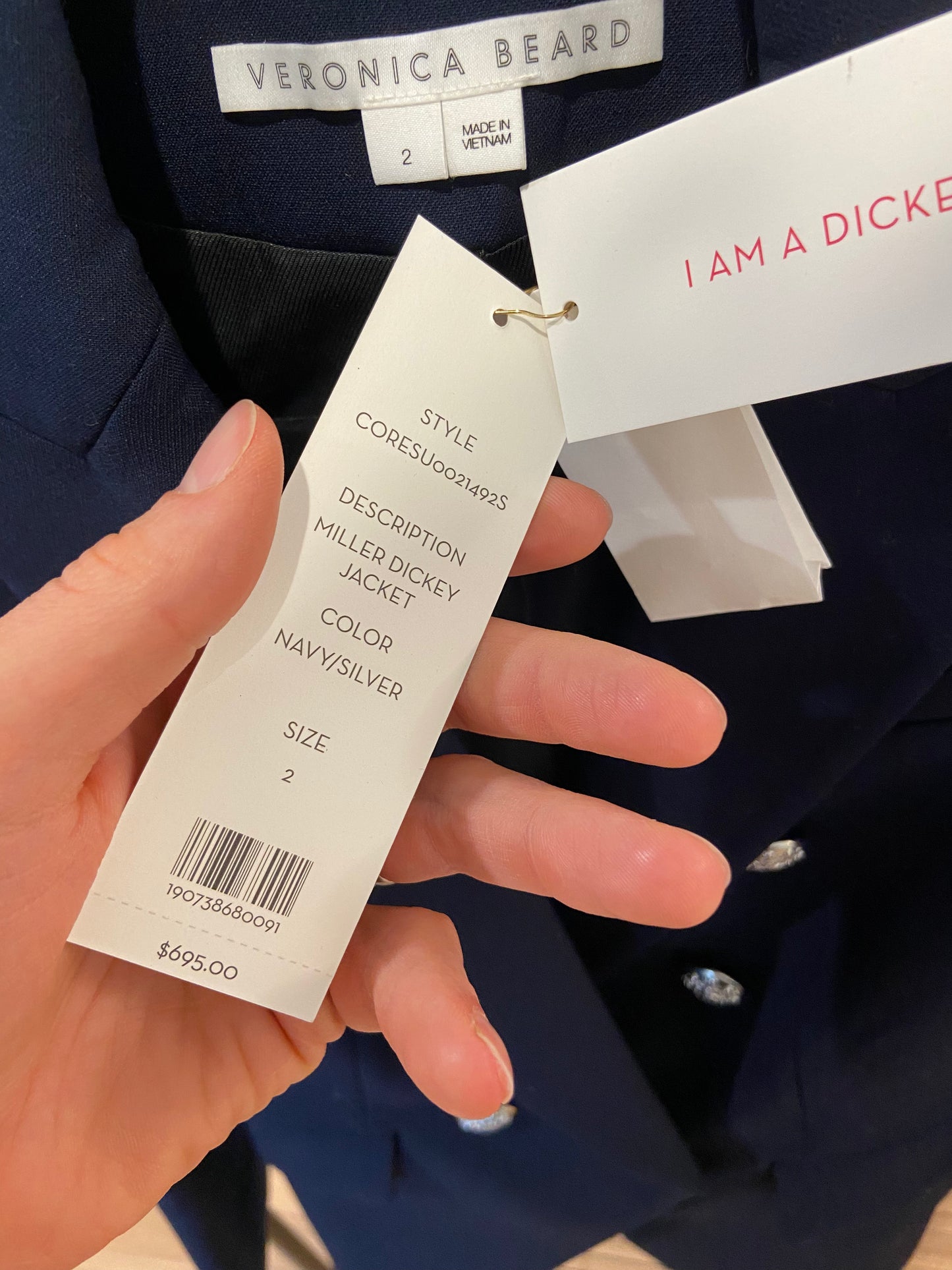 Veronica Navy Blue Miller Dickey Jacket size 2
