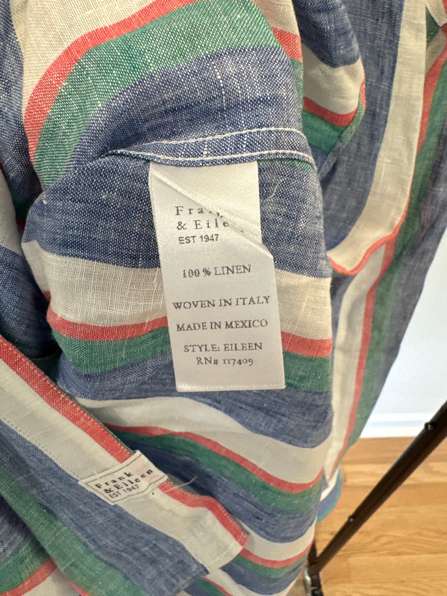 Frank & Eileen Eileen Linen Shirt in Multicolor Stripe size M