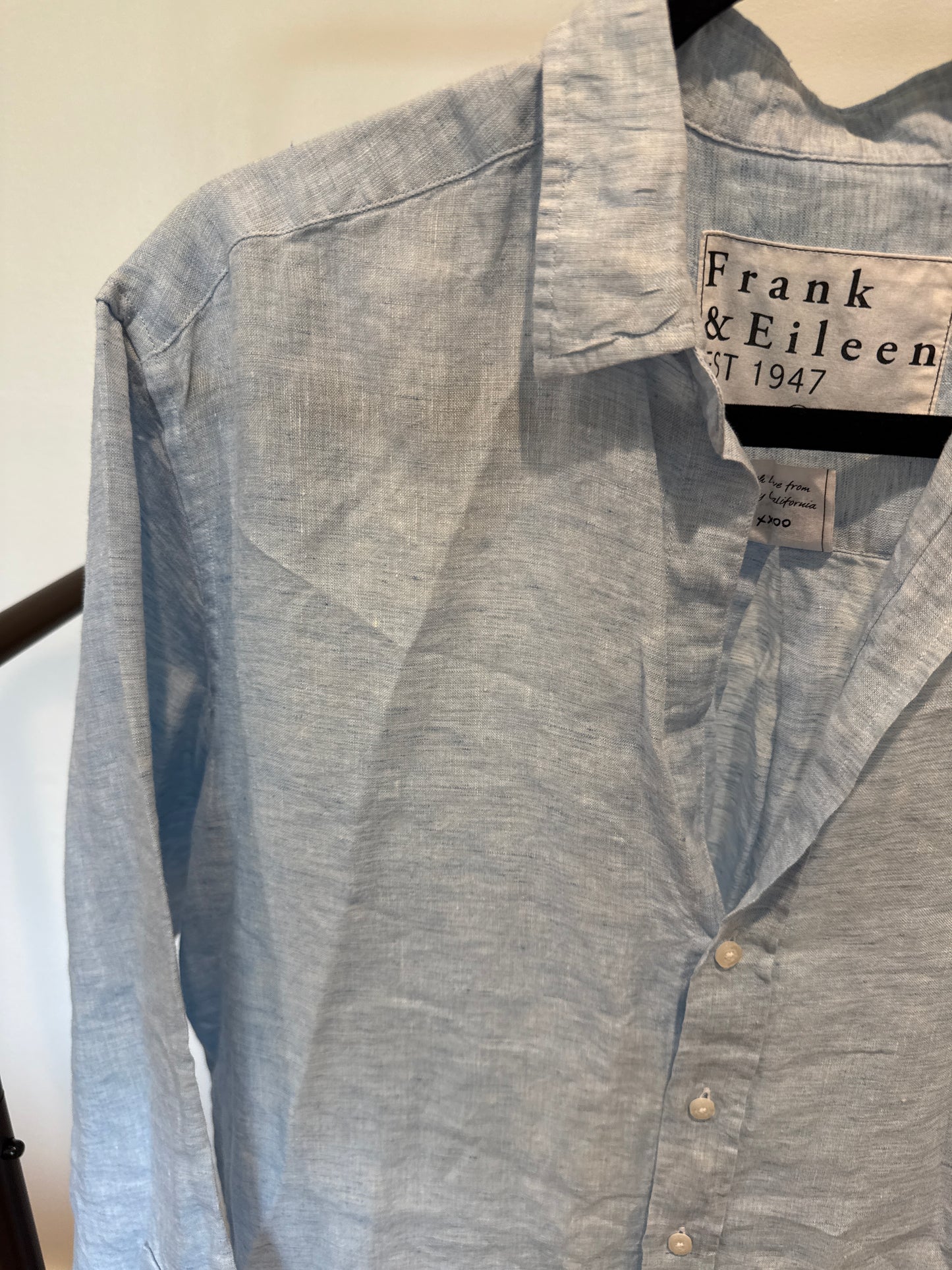 Frank & Eileen Hunter Woven Button Up Dress in Heather Blue size L