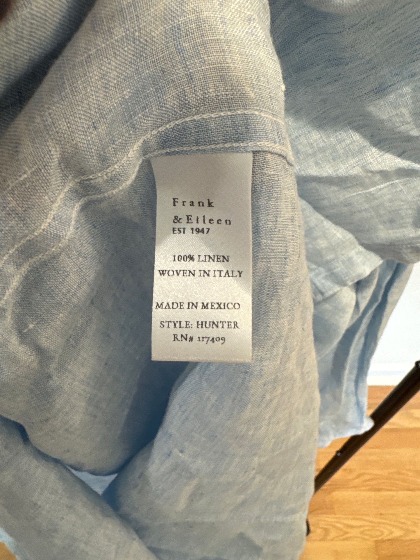 Frank & Eileen Hunter Woven Button Up Dress in Heather Blue size L