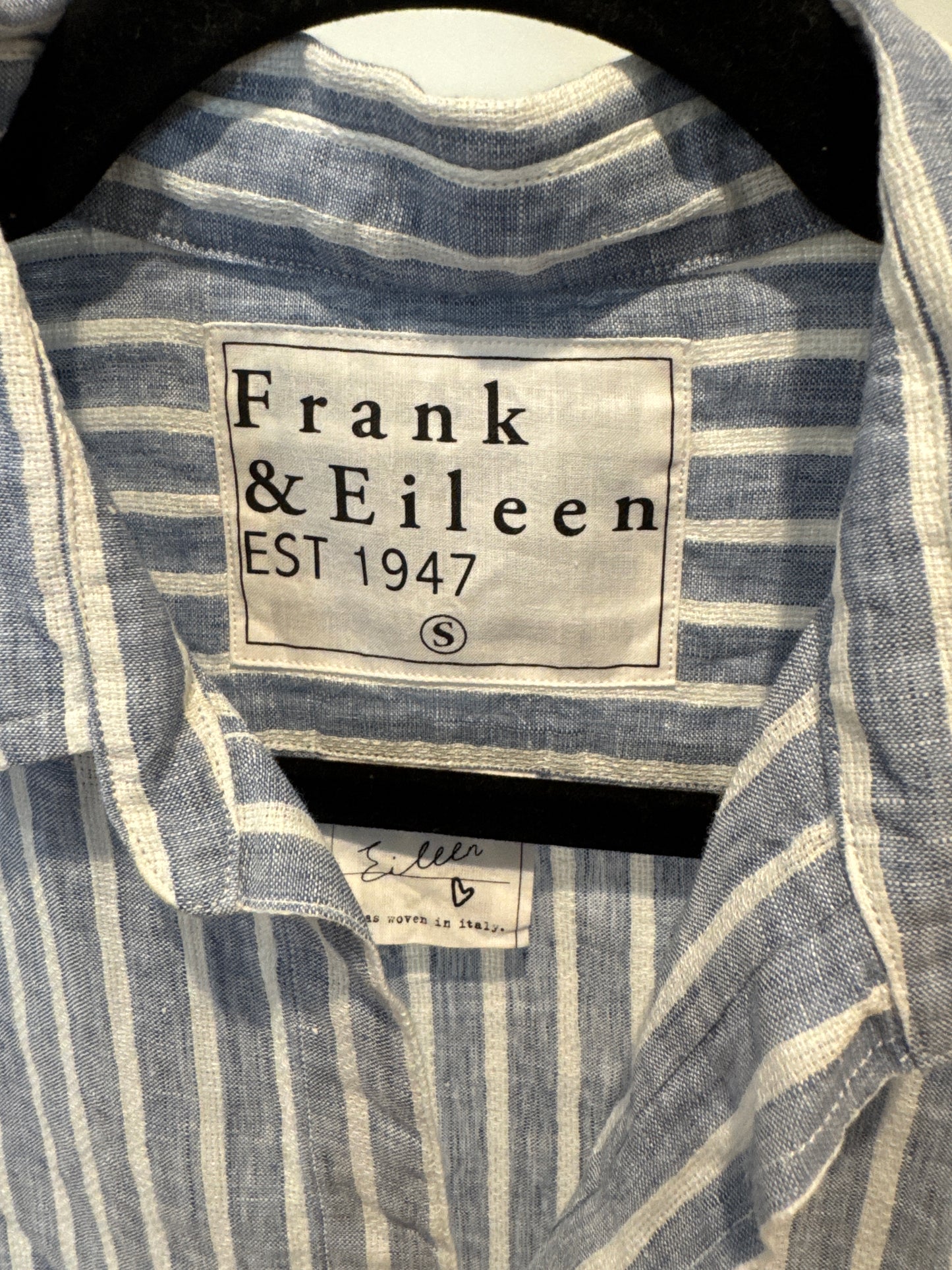Frank & Eileen Eileen Linen Shirt in Blue Stripe size S