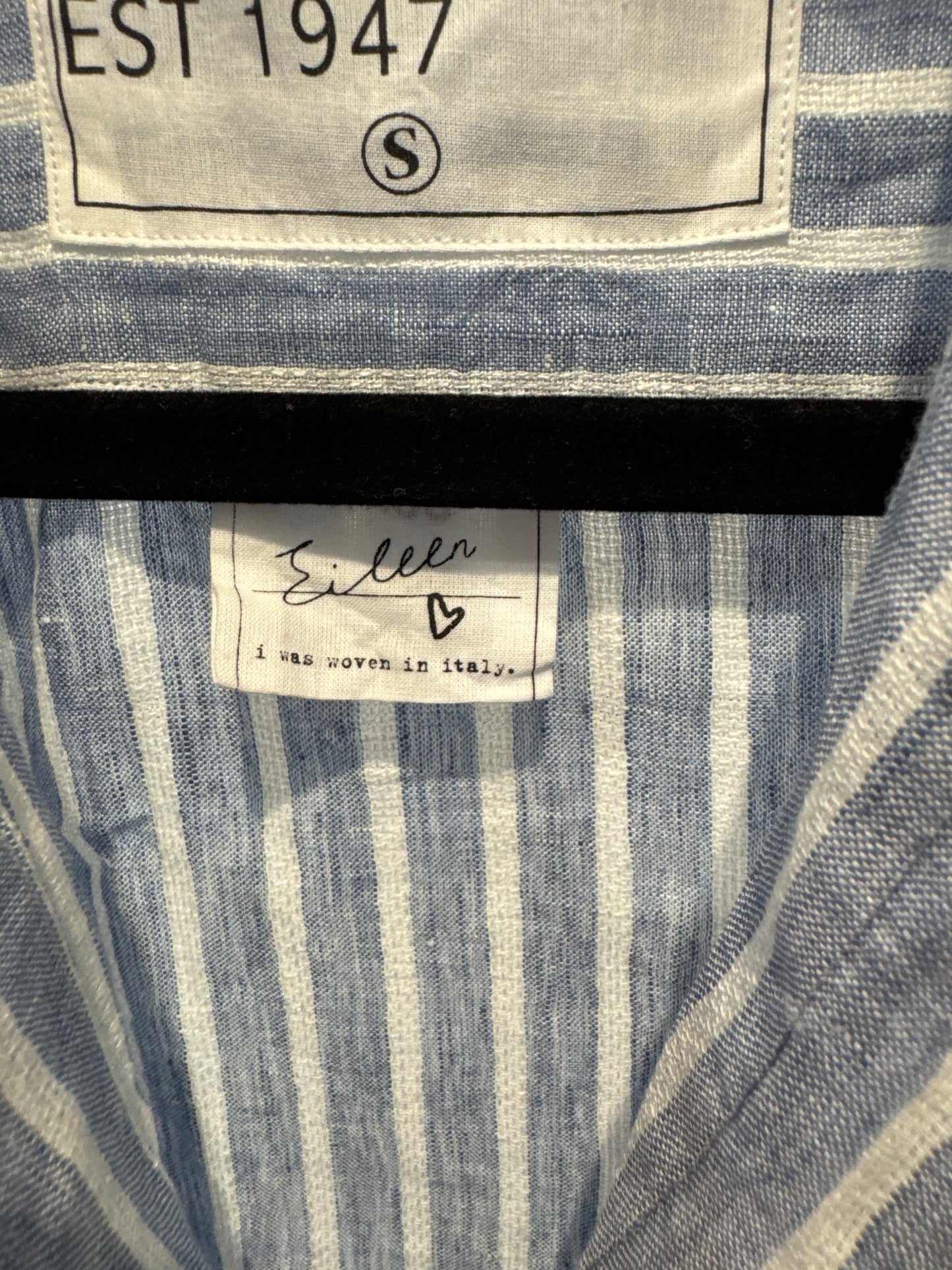 Frank & Eileen Eileen Linen Shirt in Blue Stripe size S