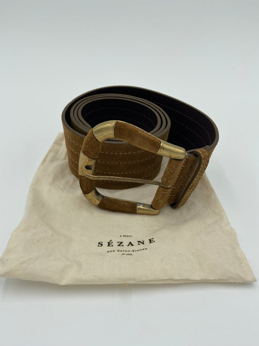 Sezane Sophie Suede Belt in Taupe size 100