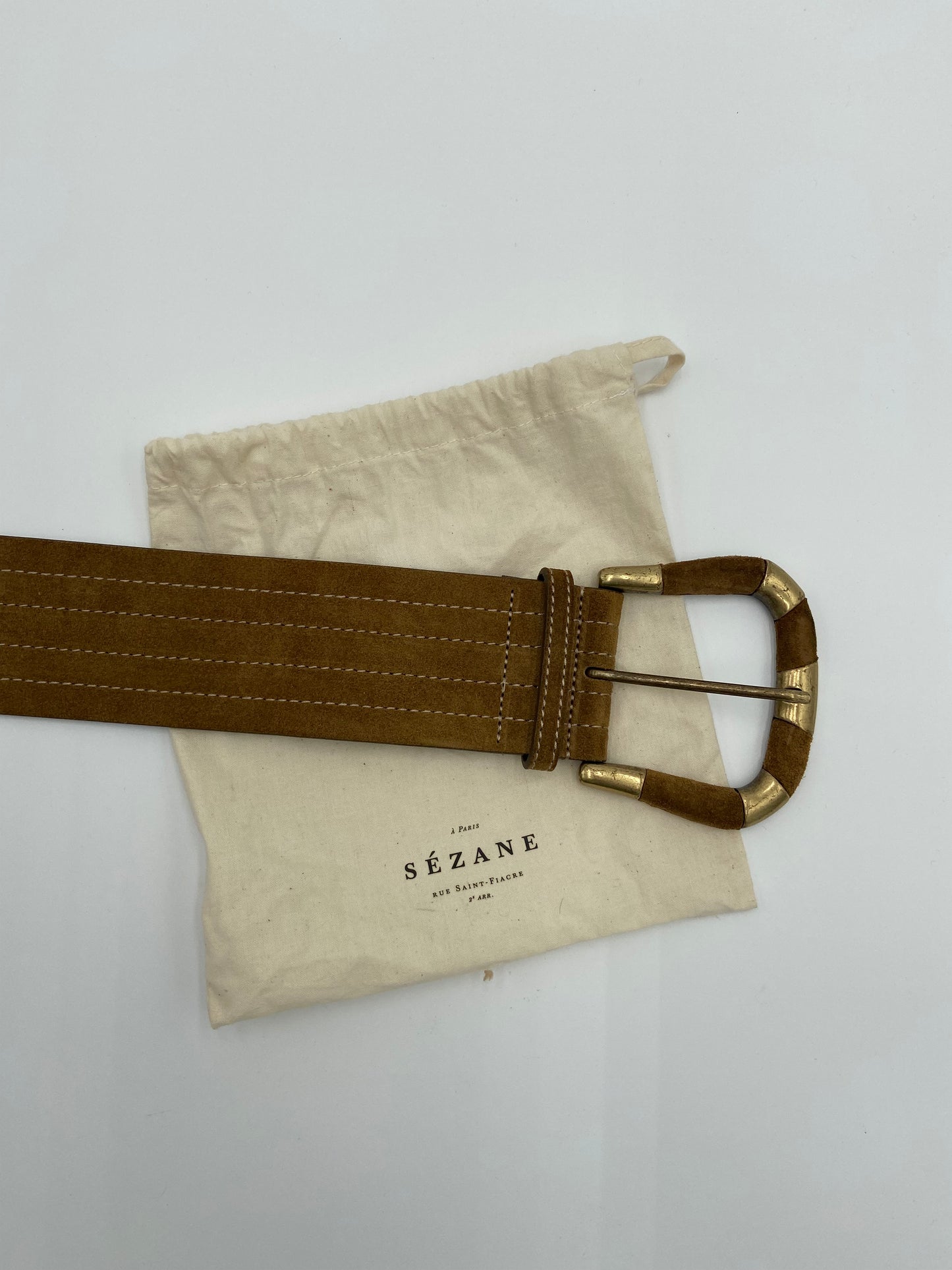 Sezane Sophie Suede Belt in Taupe size 100
