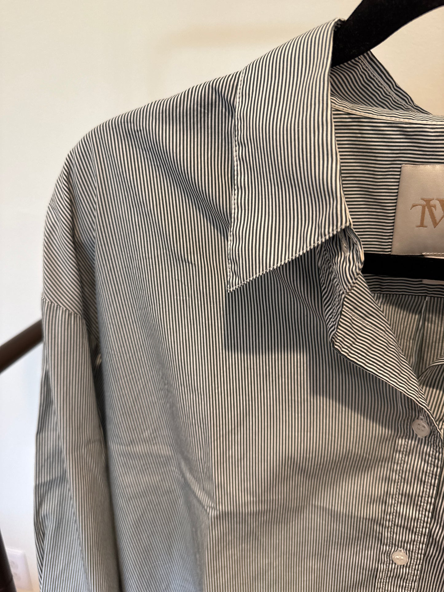 TWP Little Big Joe Stripe Cotton Crop Button-Up Shirt size M/L