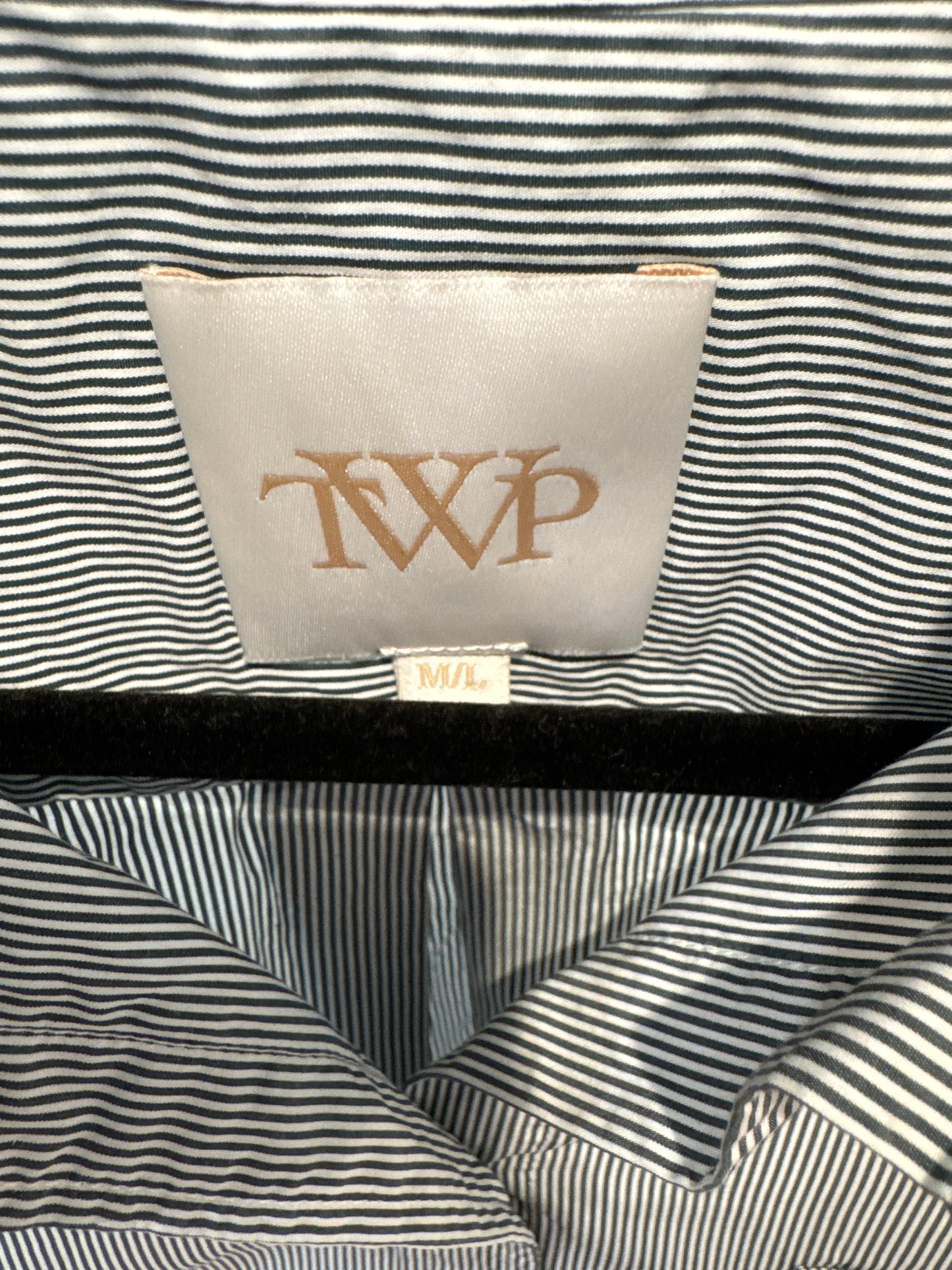 TWP Little Big Joe Stripe Cotton Crop Button-Up Shirt size M/L