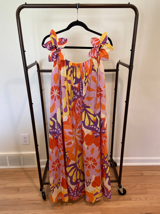 Farm Rio Lee Floral Cotton Blend Maxi Dress size M