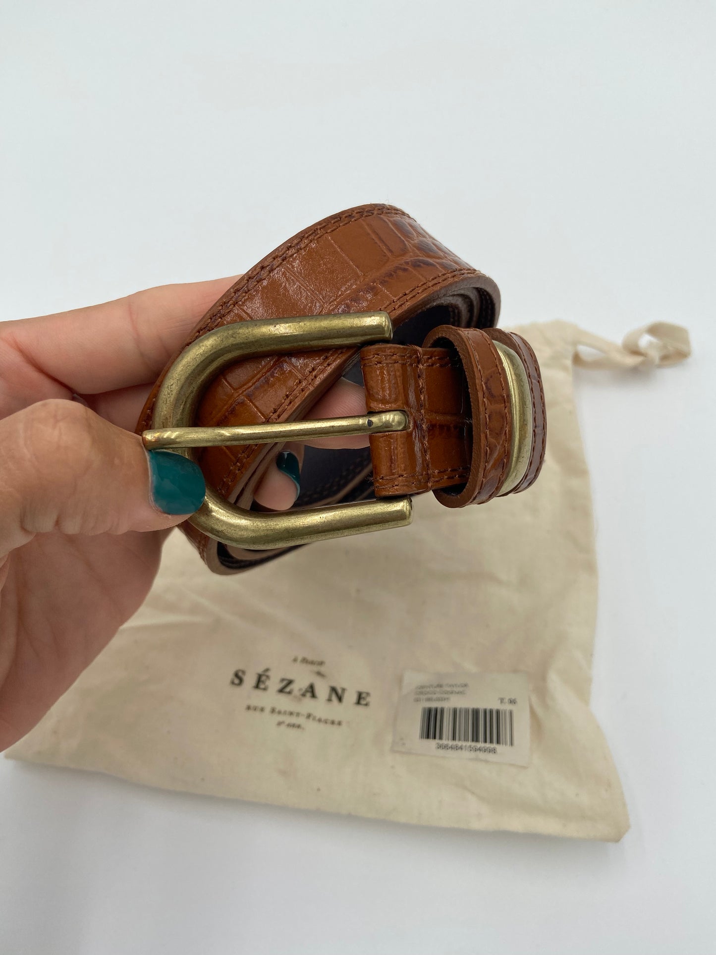 Sezane Taylor Croco Cognac Belt size 95