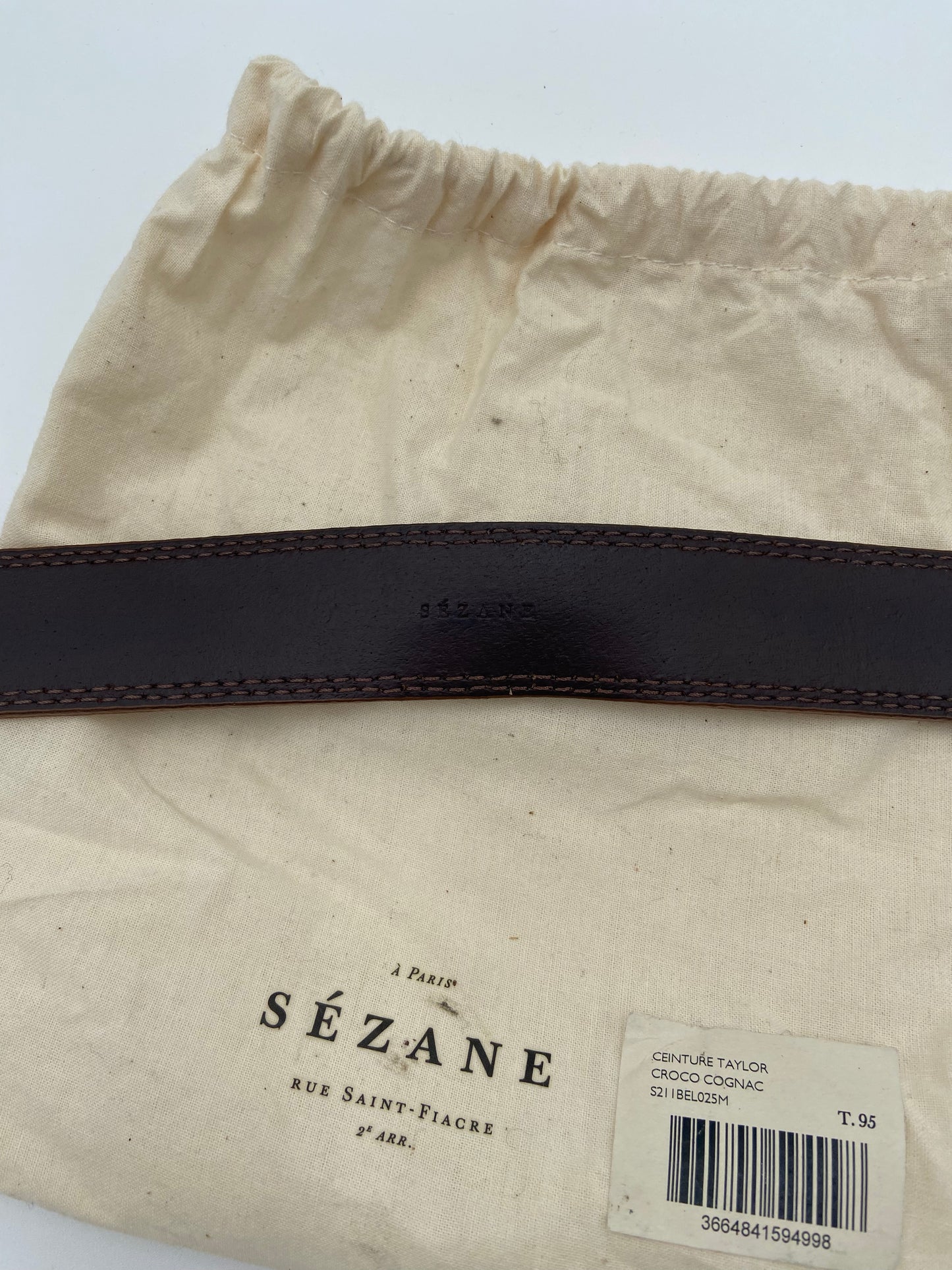 Sezane Taylor Croco Cognac Belt size 95