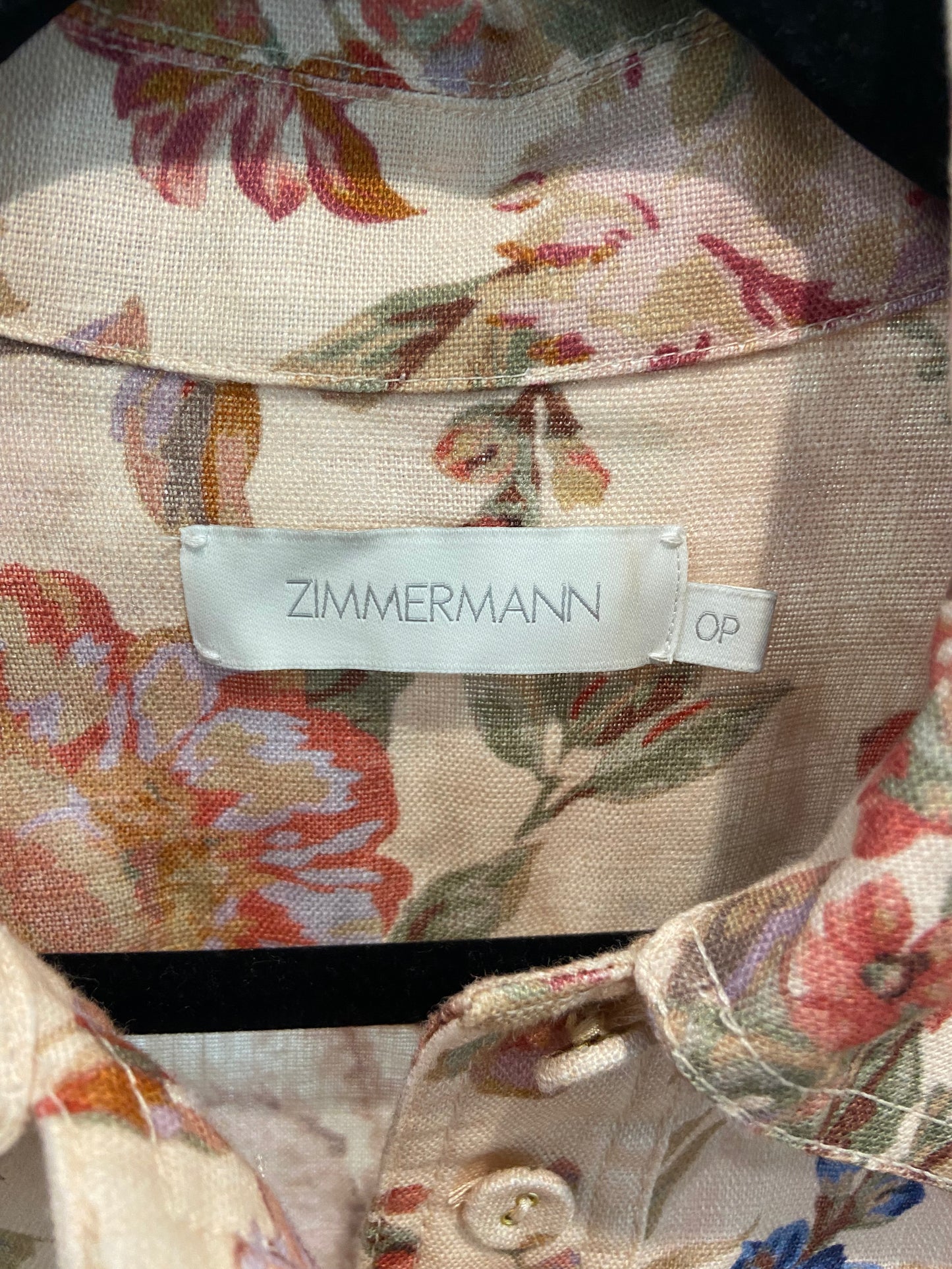 Zimmermann August Belted Ruffled Floral-Print Linen Mini Dress size 0P US 2P