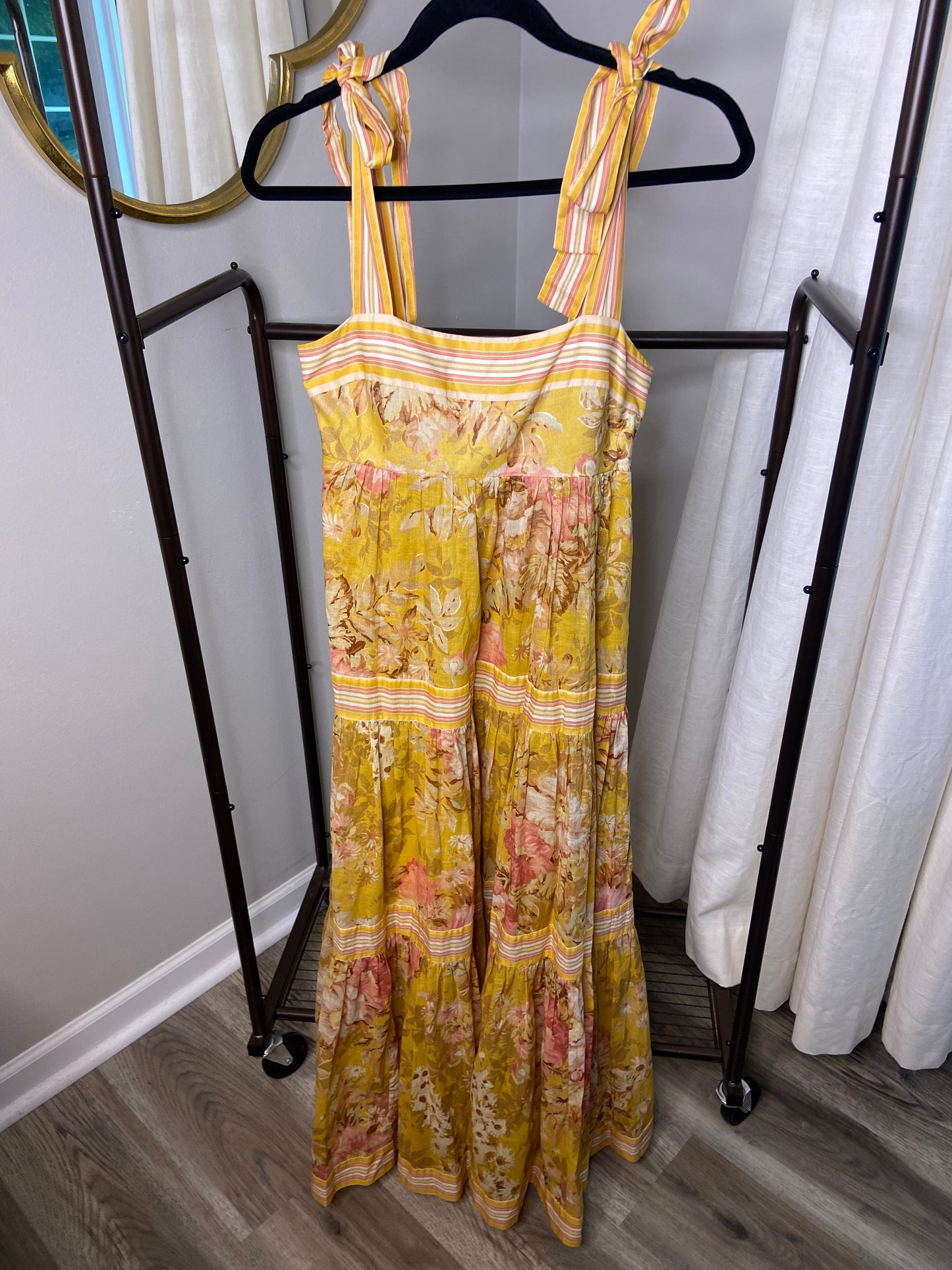 Zimmermann Tiered Floral-Print Cotton-Gauze Midi Dress size US 8