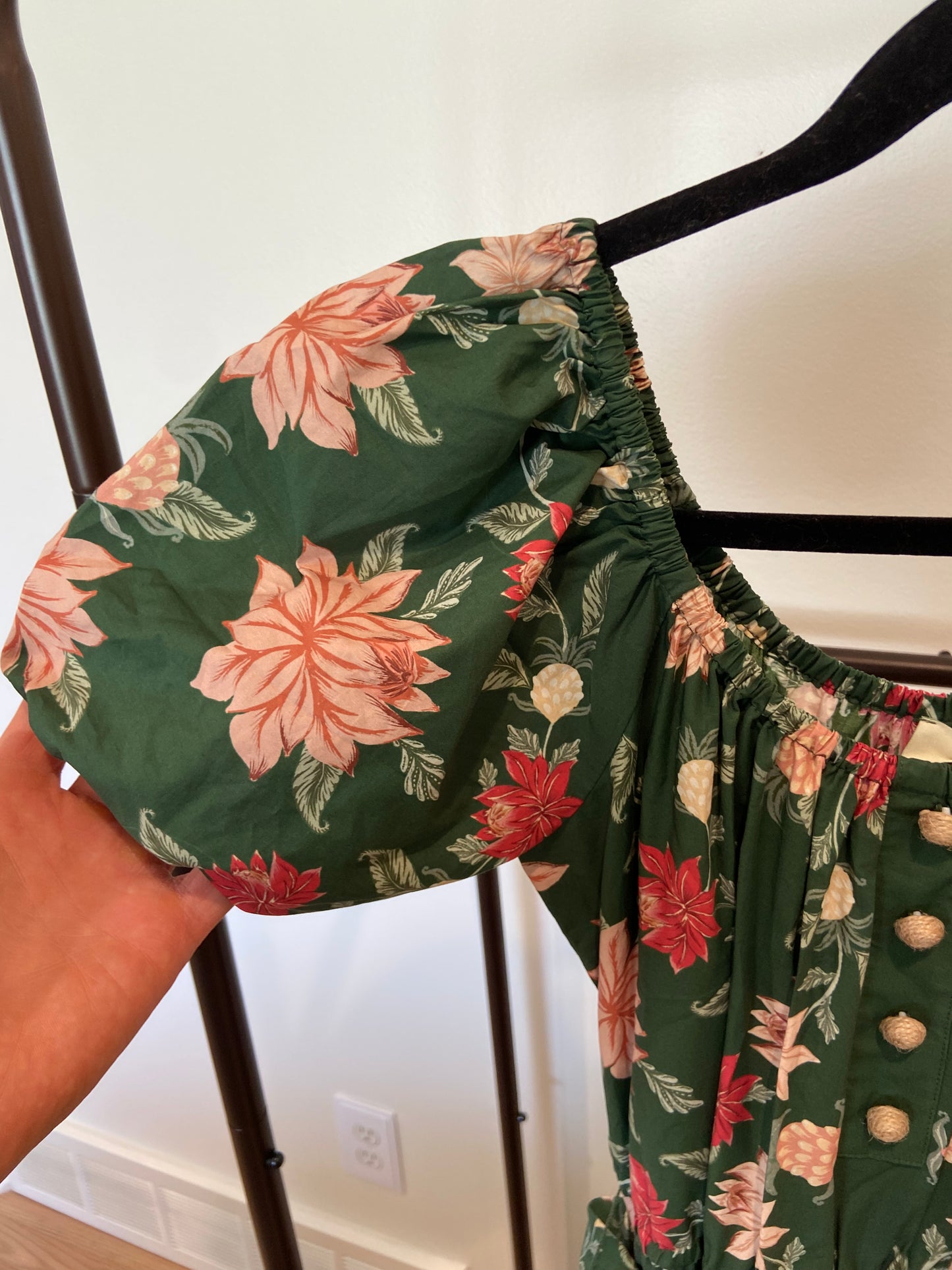 Farm Rio Green Pineapple Garden Organic Cotton Maxi Dress size S