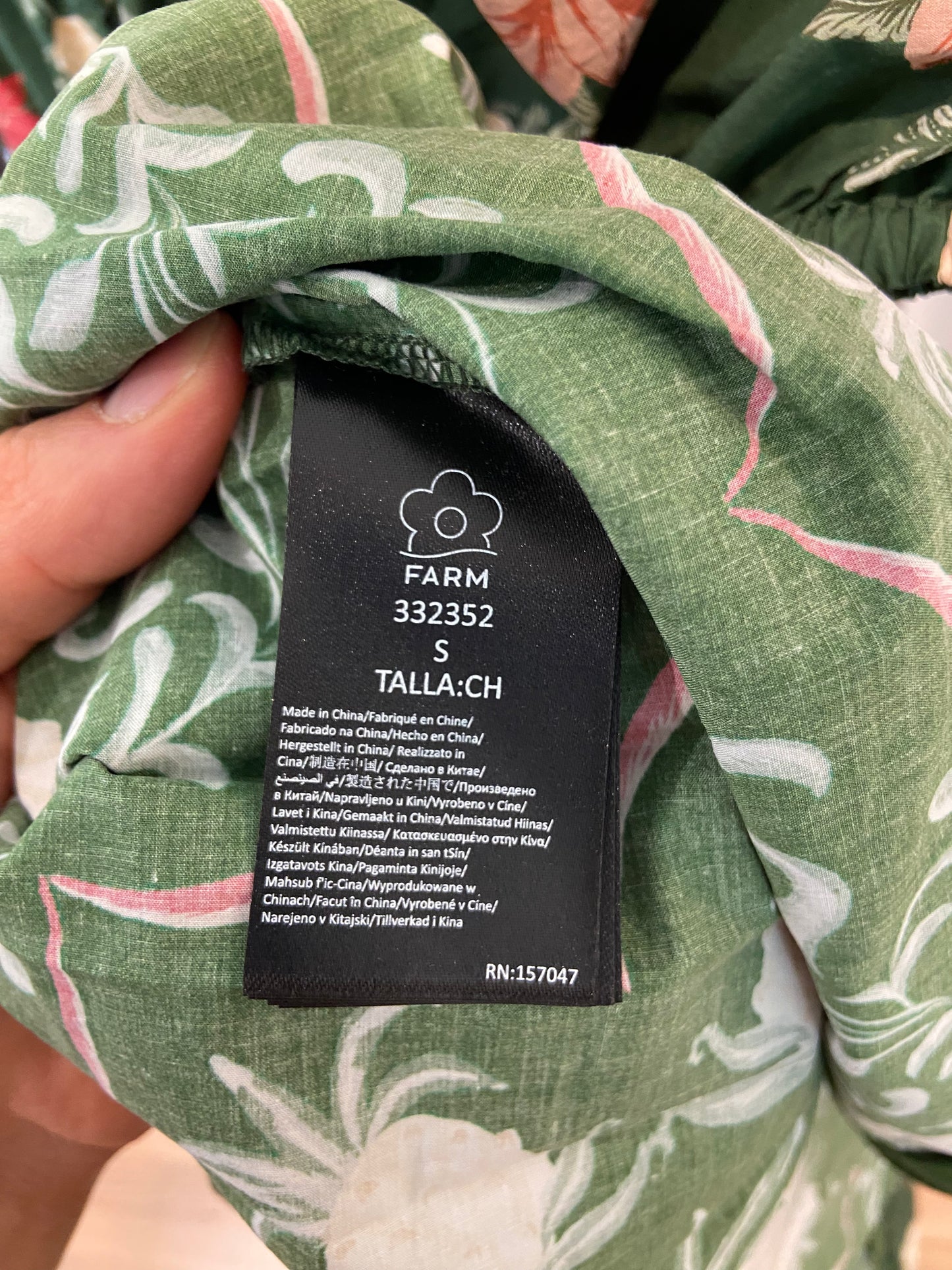 Farm Rio Green Pineapple Garden Organic Cotton Maxi Dress size S