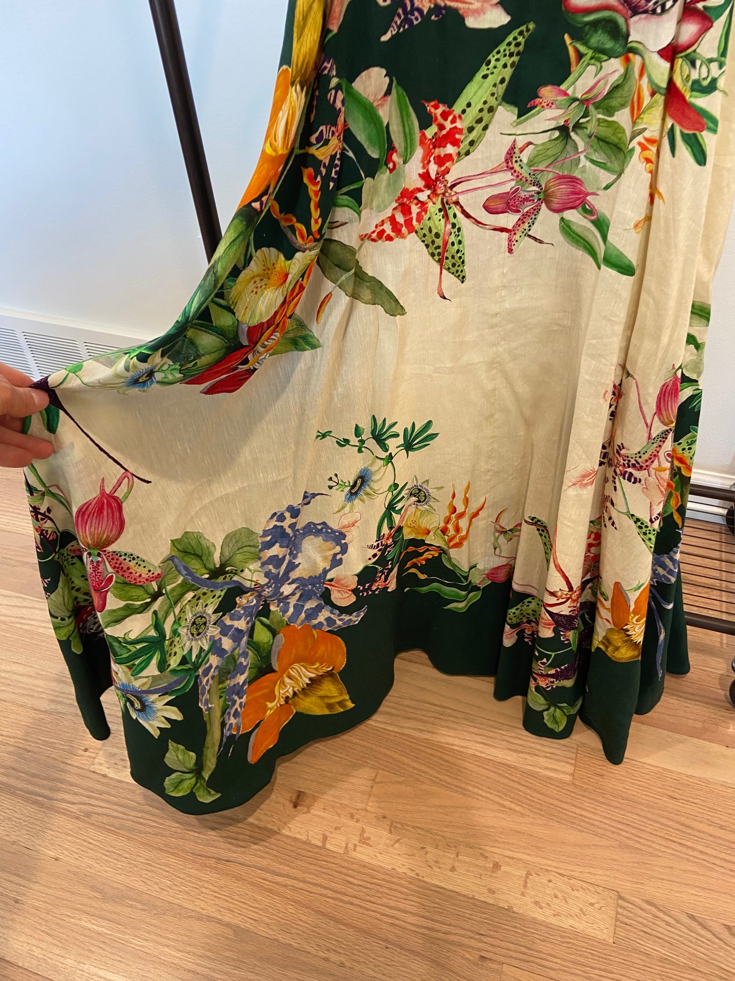 Alemais Aggie Floral Linen-Blend Midi Dress size 8