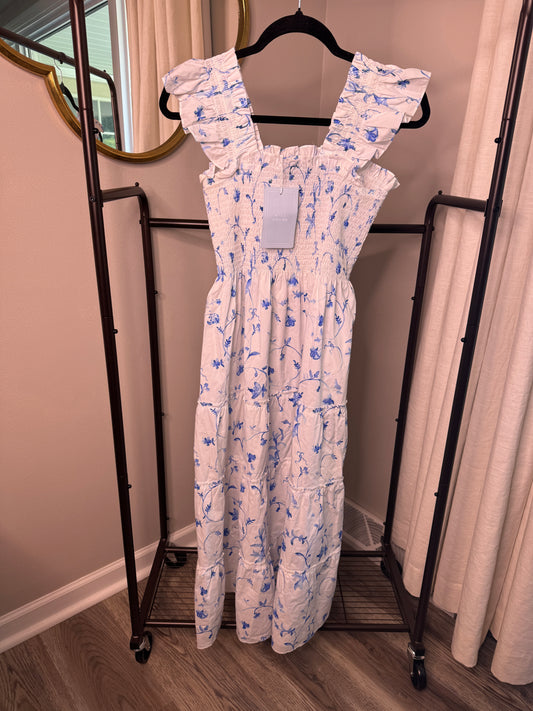 Hill House Ellie Nap Dress Blue Botanical size S