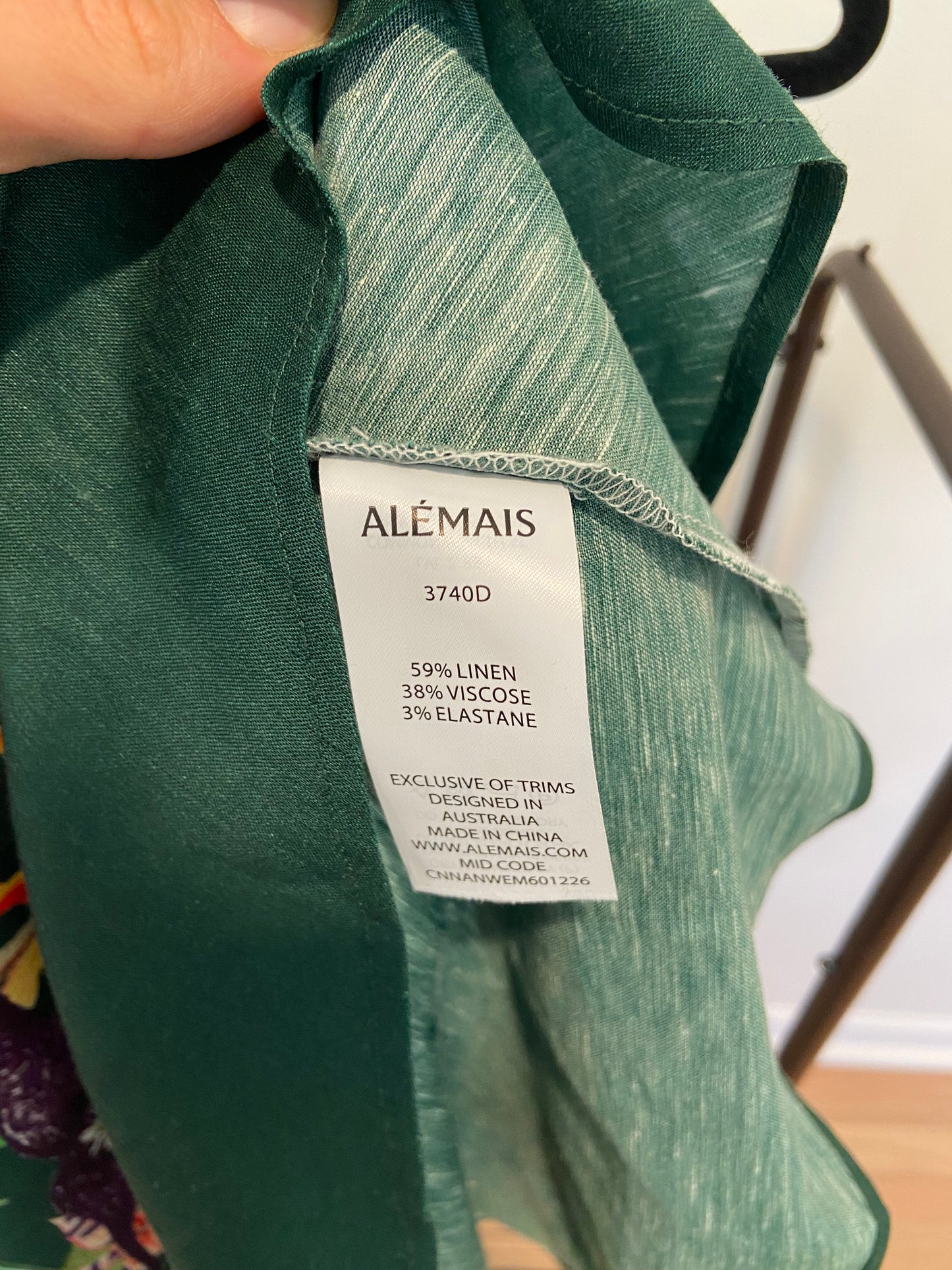 Alemais Aggie Floral Linen-Blend Midi Dress size 8