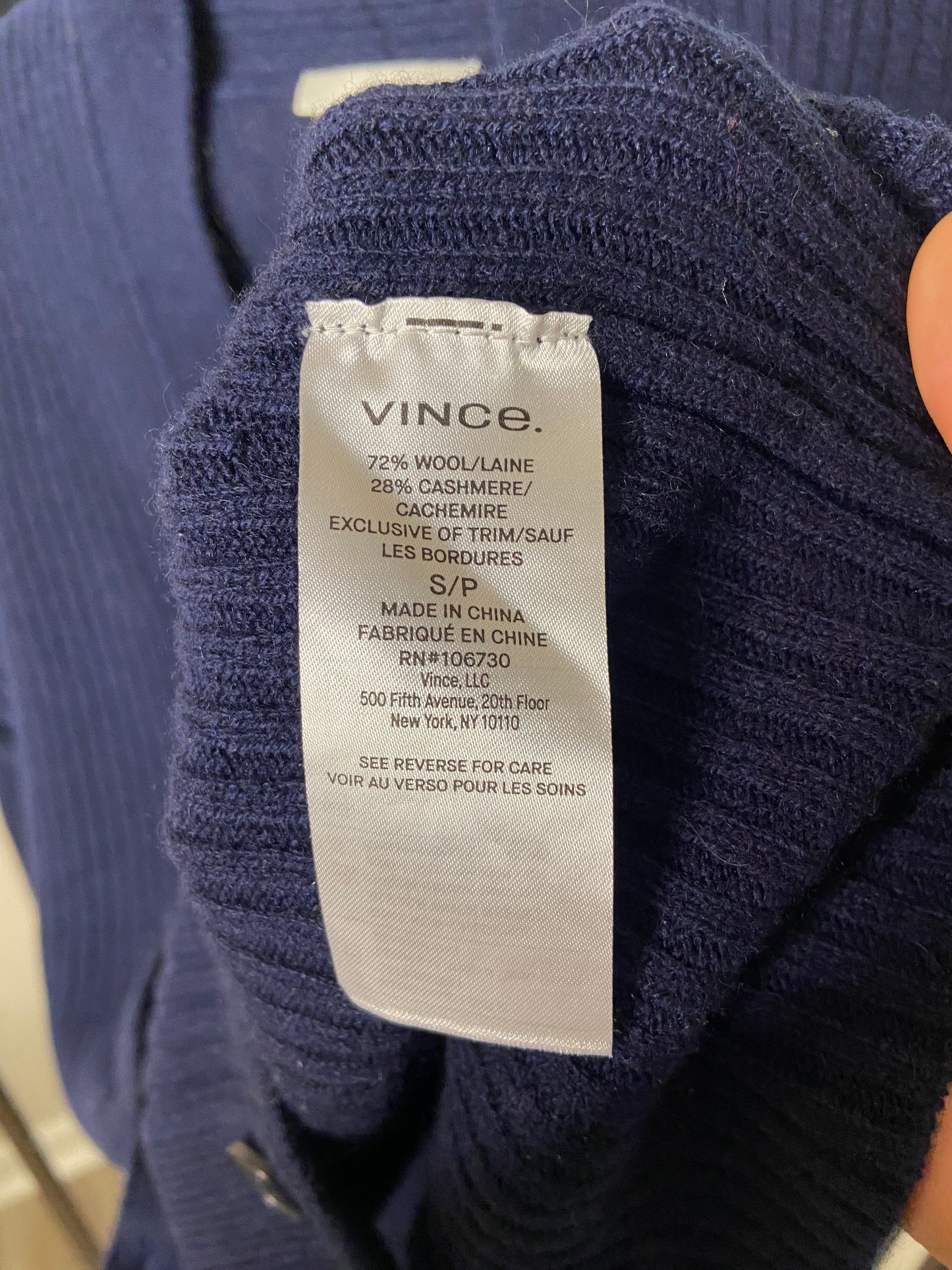 Vince Ribbed Button Front Cardigan Wool/Cashmere size S