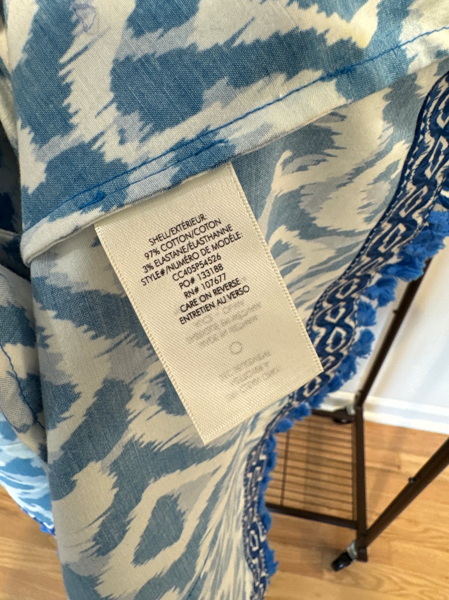 Alice and Olivia Lucy Mini Shirt Dress in Artisan Ikat French Blue size 4