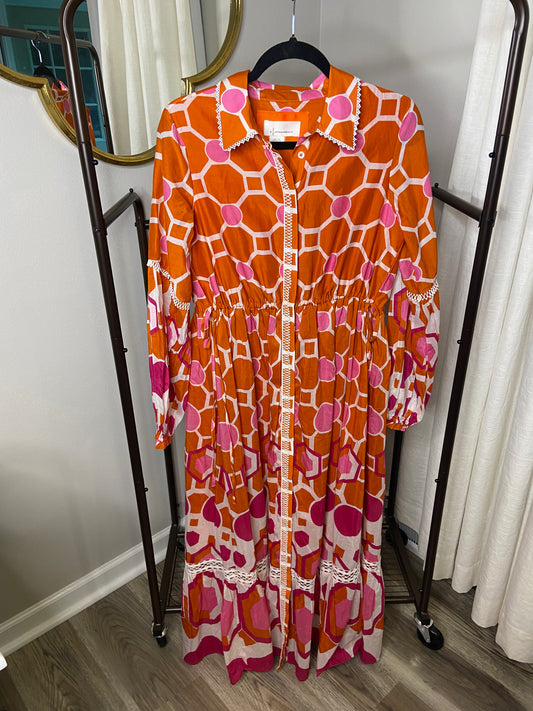 Anthropologie The Eleanora Long-Sleeve Maxi Shirt Dress size M