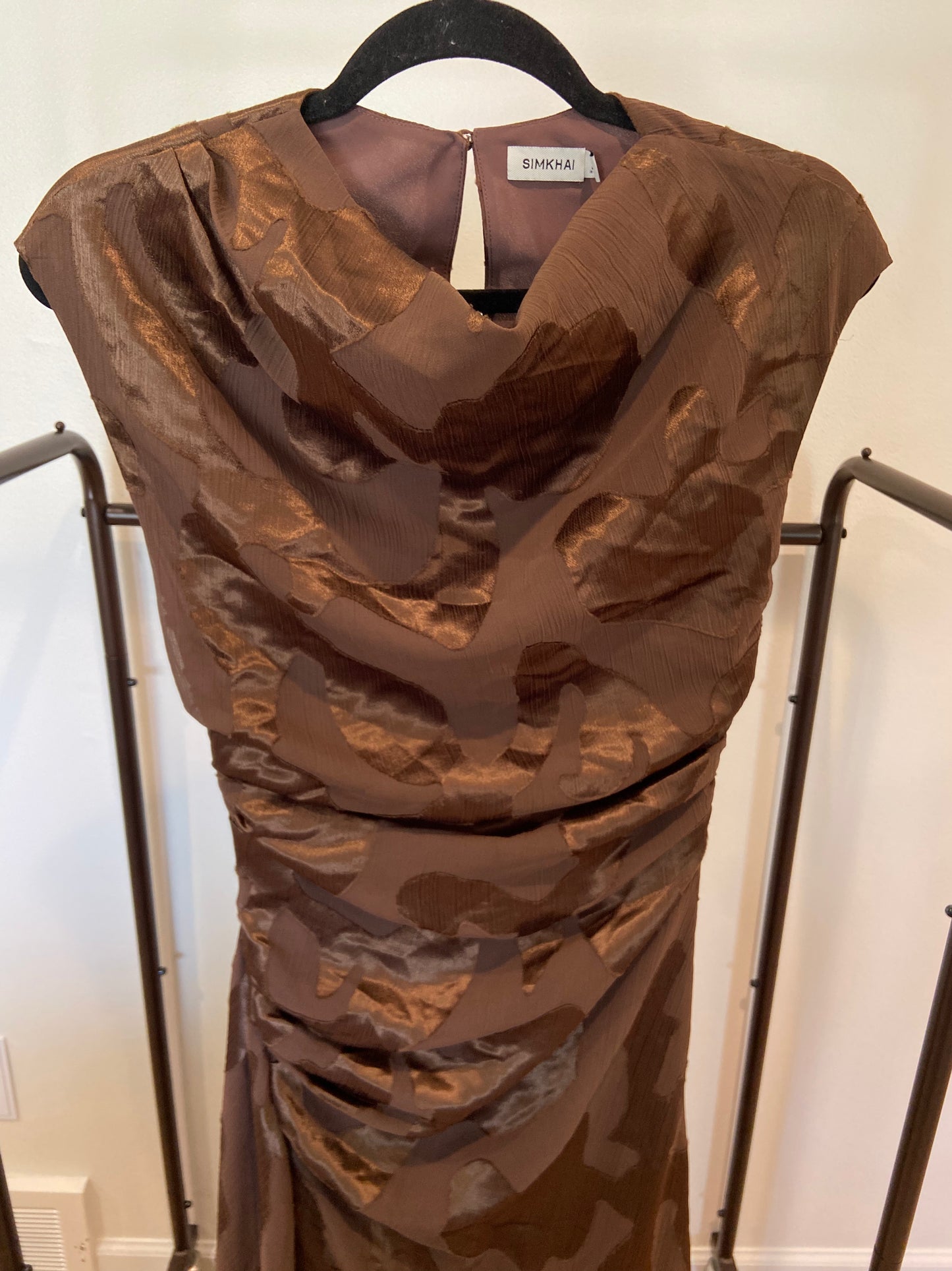 Simkhai Burke Draped Silk Midi Dress size 0