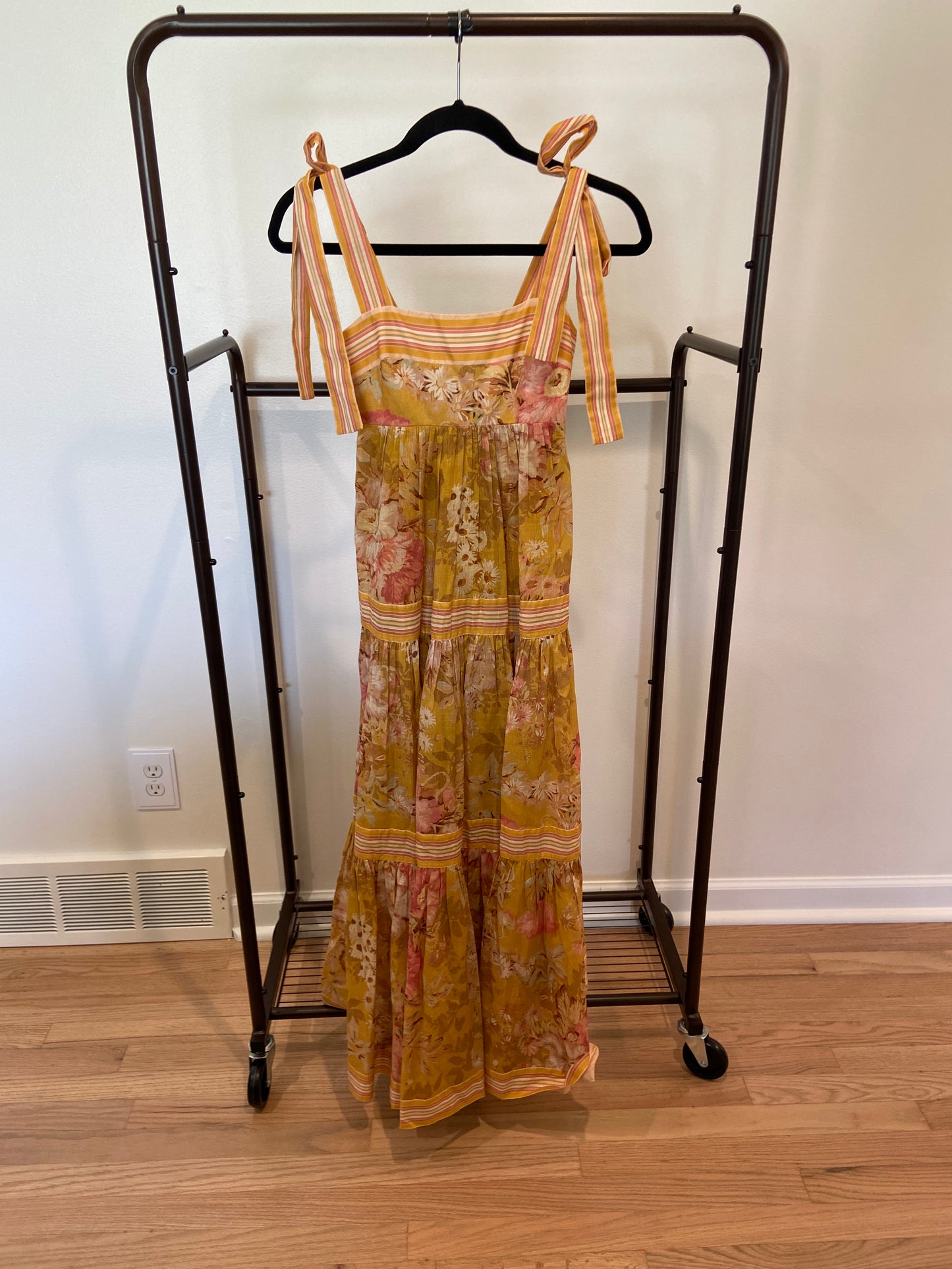 Zimmermann Pattie Tie Shoulder Midi Dress size 0 US 4