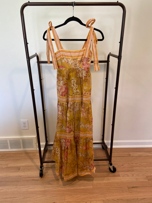Zimmermann Pattie Tie Shoulder Midi Dress size 0 US 4
