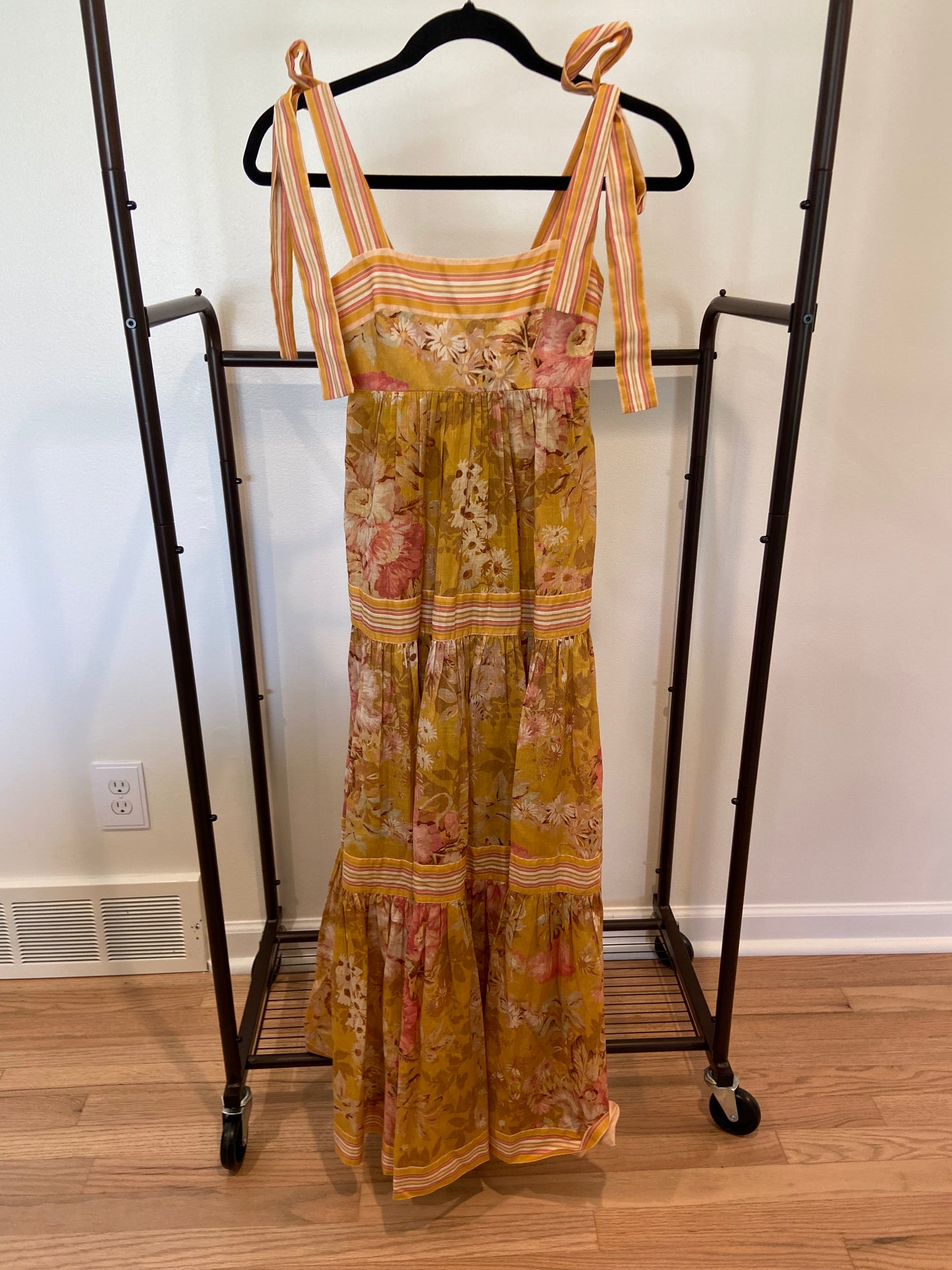 Zimmermann Pattie Tie Shoulder Midi Dress size 0 US 4