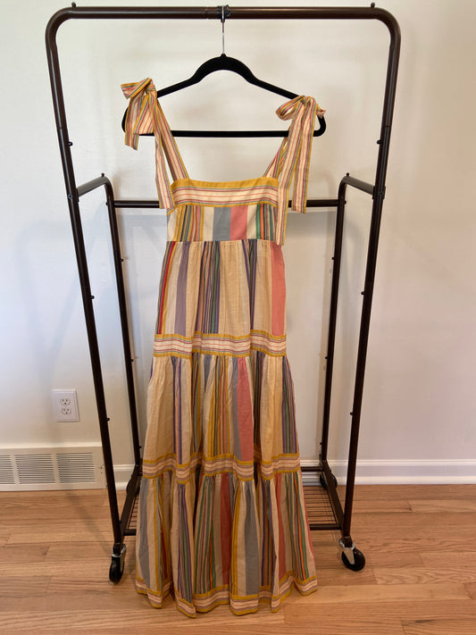 Zimmermann Mae Tie Shoulder Dress Multi Stripe size 0 US 4