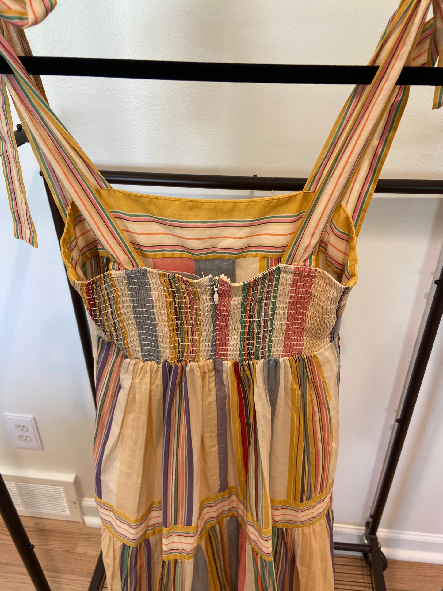 Zimmermann Mae Tie Shoulder Dress Multi Stripe size 0 US 4