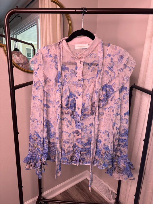 ZIMMERMANN Luminous Floral Cotton-Silk Blouse size US 8