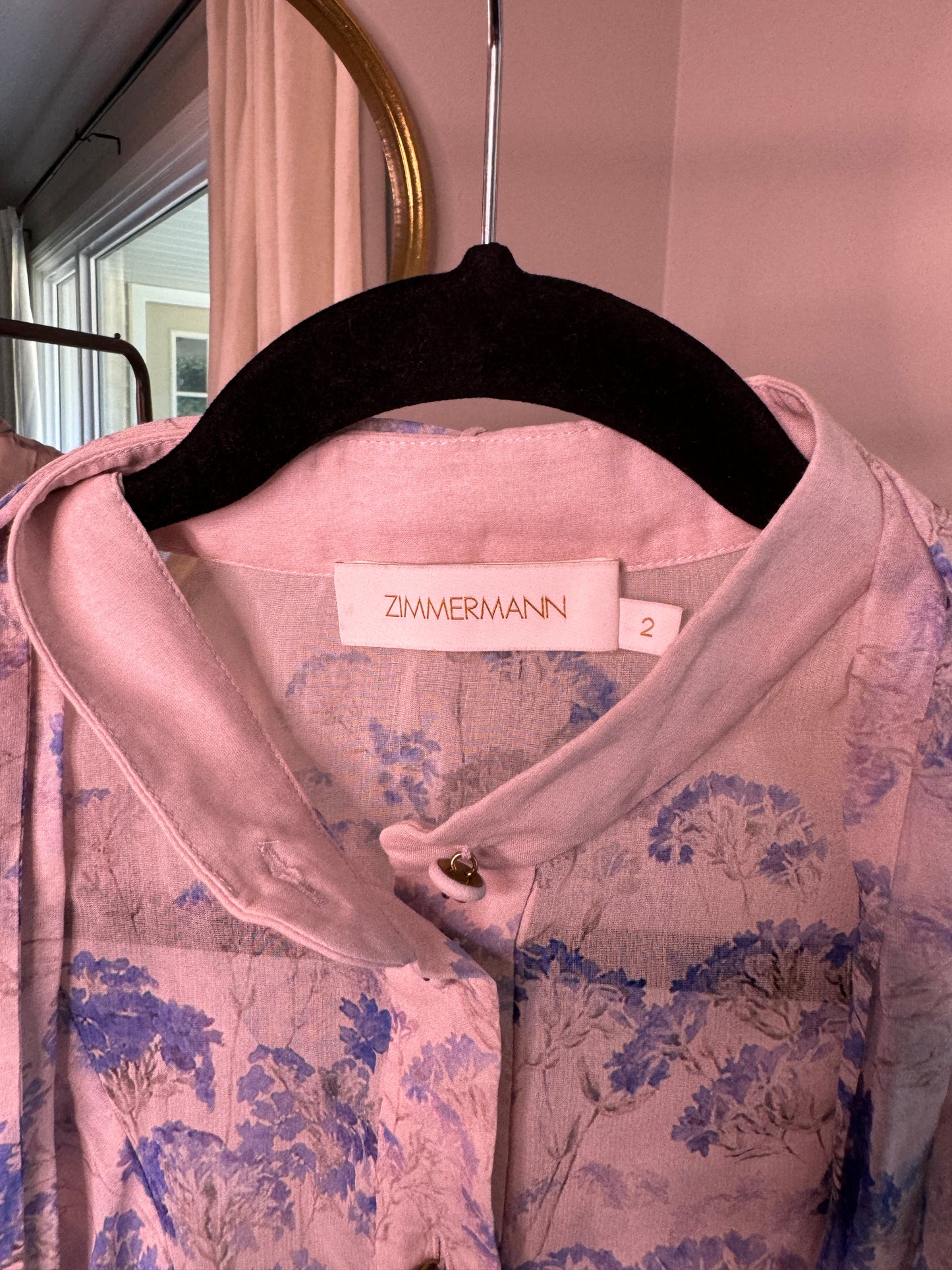 ZIMMERMANN Luminous Floral Cotton-Silk Blouse size US 8