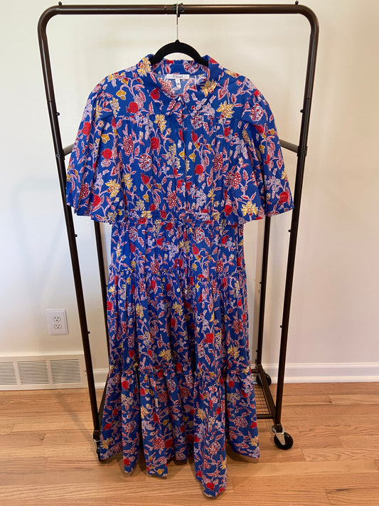 Derek Lam Dahlia Floral Balloon-Sleeve Midi Dress size 16