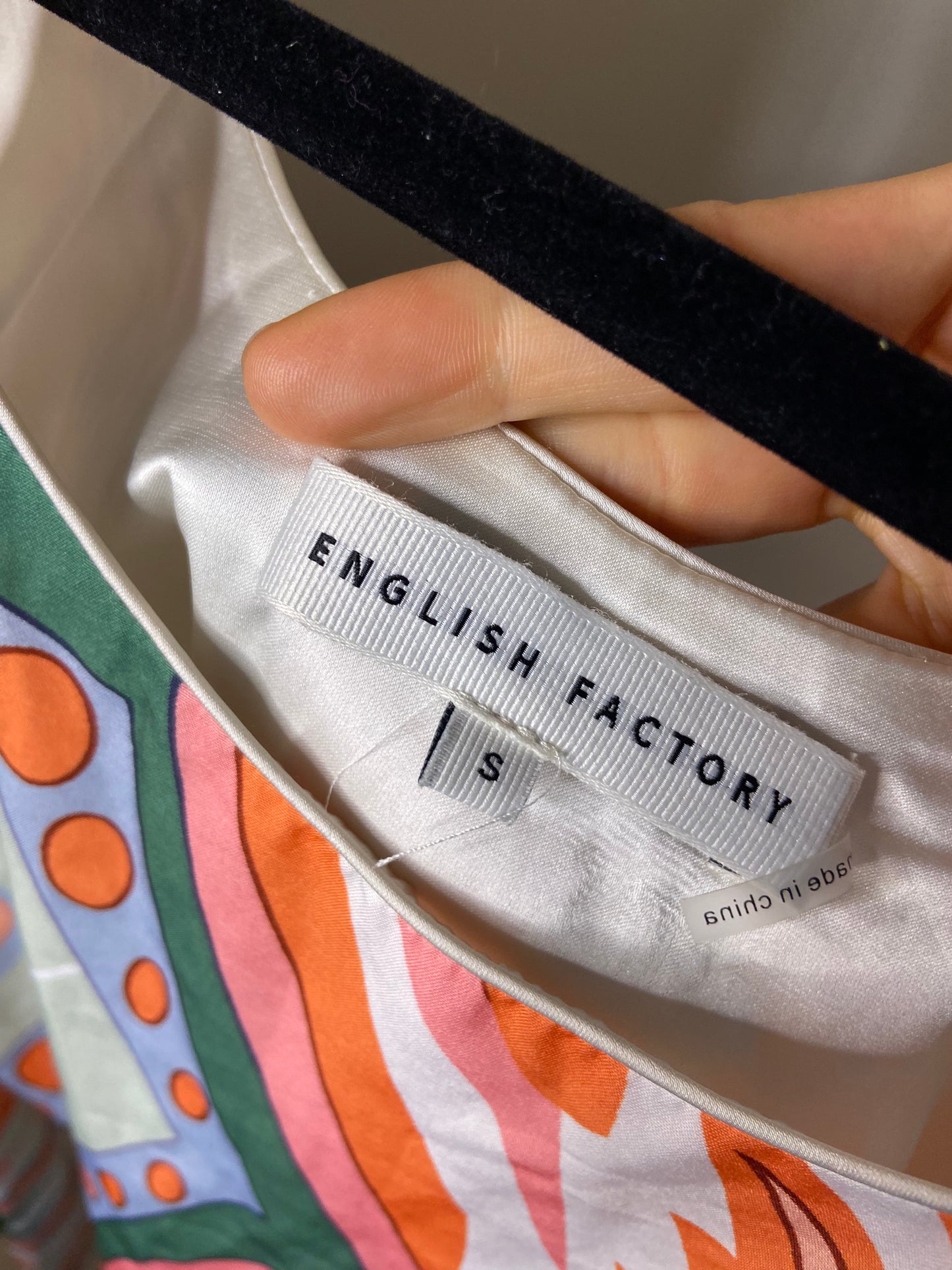 English Factory Abstract Print Feather Trim Top and Pants size S