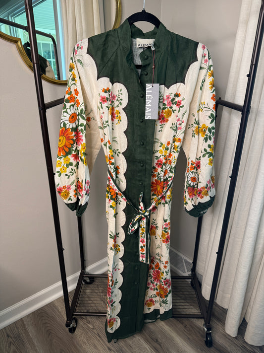 ALEMAIS Elisabetta Linen Midi Dress size US 4