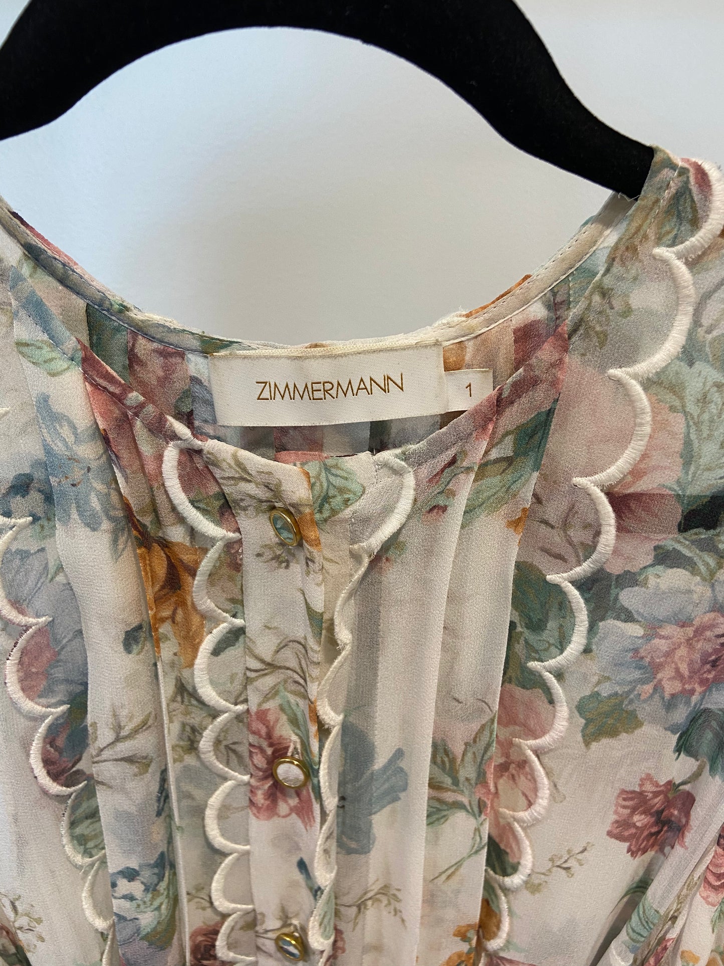 Zimmermann Wavelength Silk Floral Midi Dress size 1 US 6