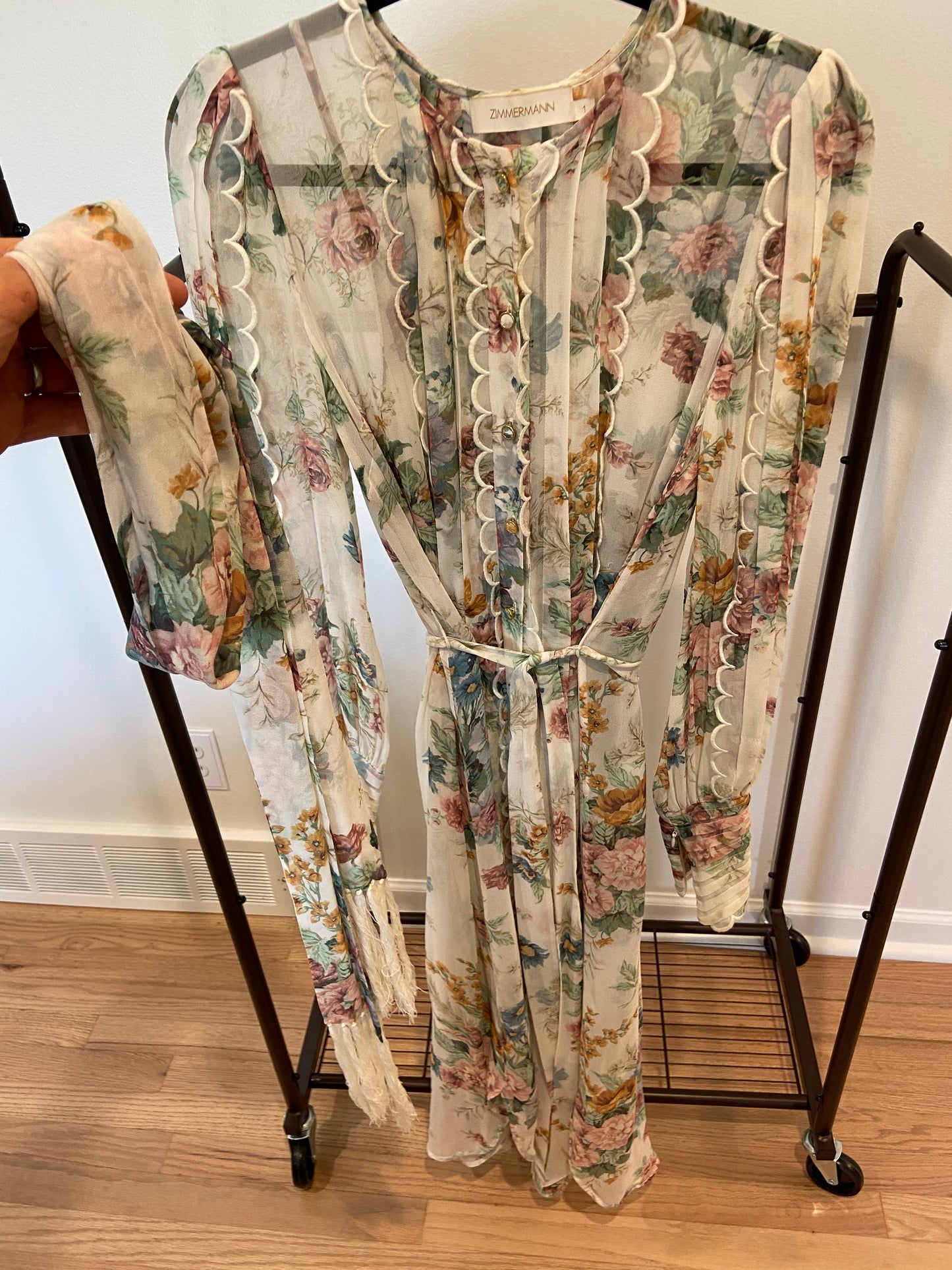 Zimmermann Wavelength Silk Floral Midi Dress size 1 US 6
