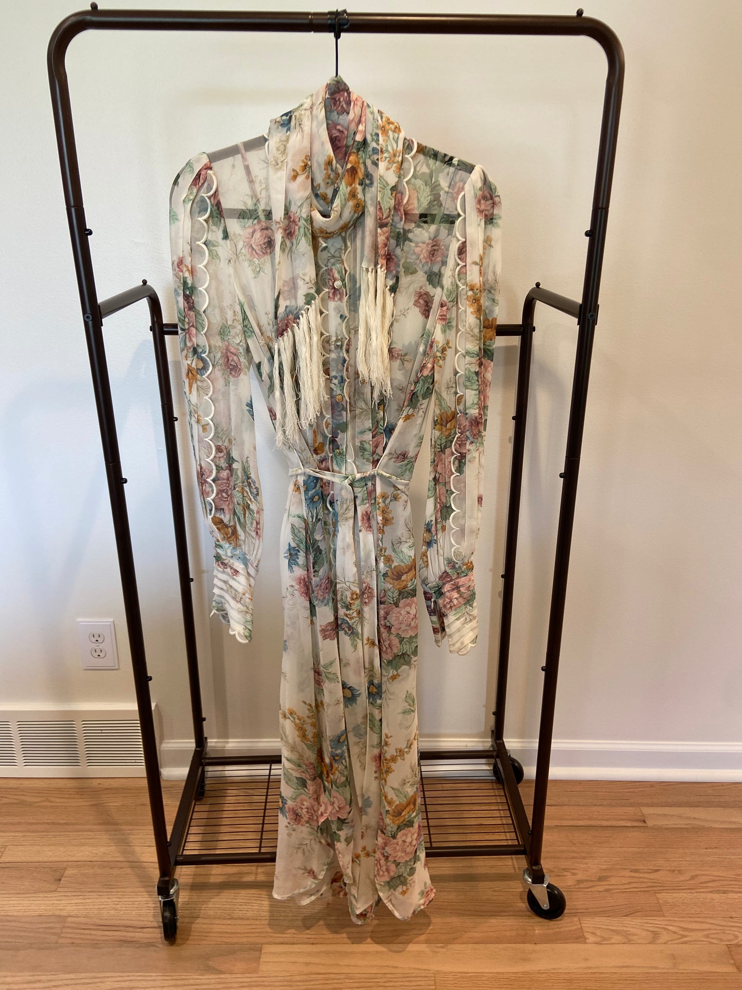 Zimmermann Wavelength Silk Floral Midi Dress size 1 US 6