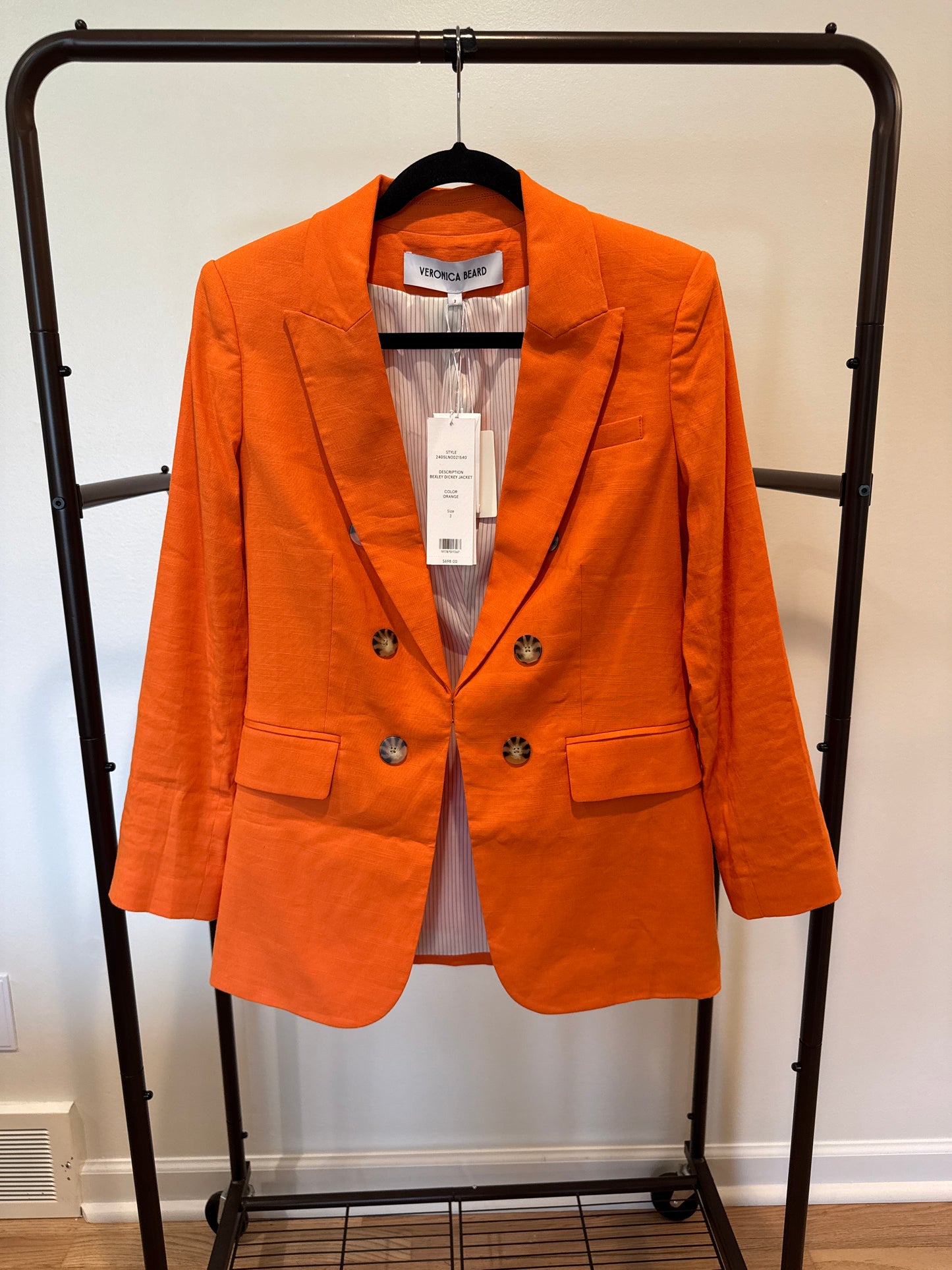 Veronica Beard Bexley Linen Dickey Jacket in Orange size 2